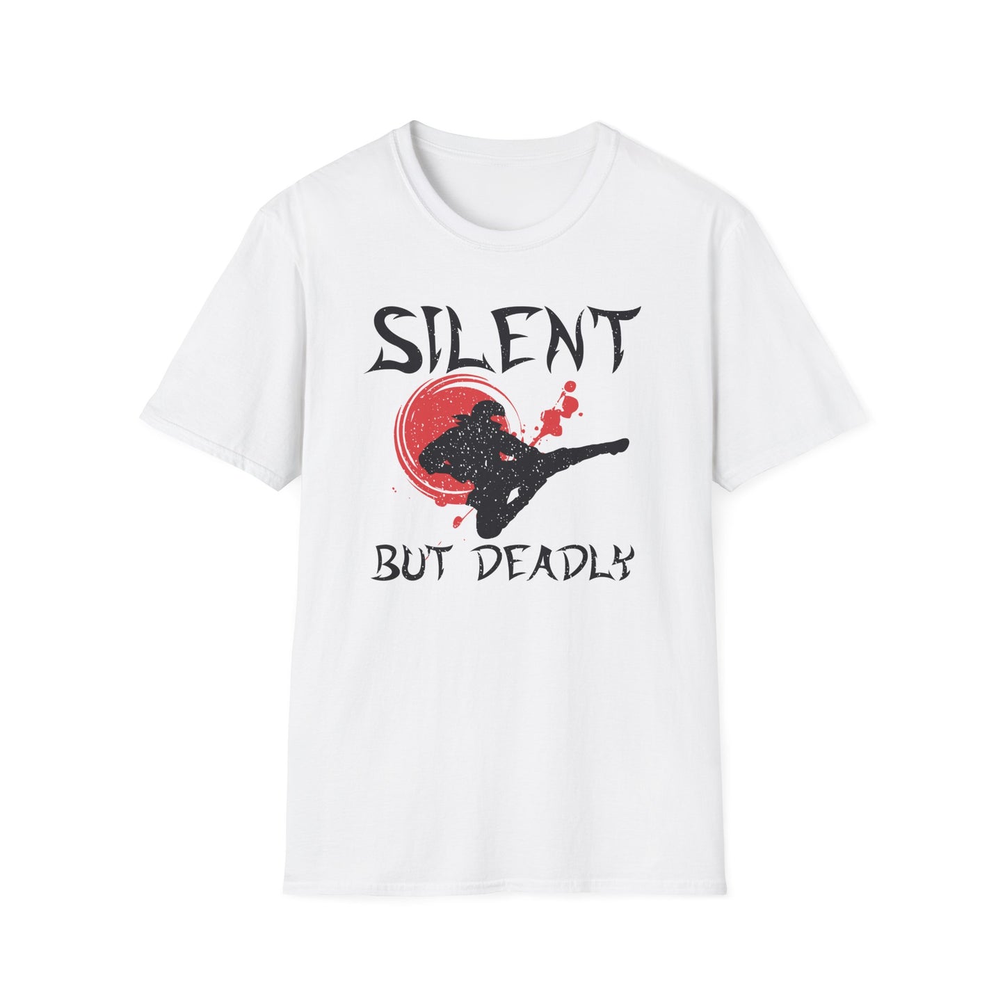 Silent But Deadly Funny Ninja Distressed-Look T-Shirt