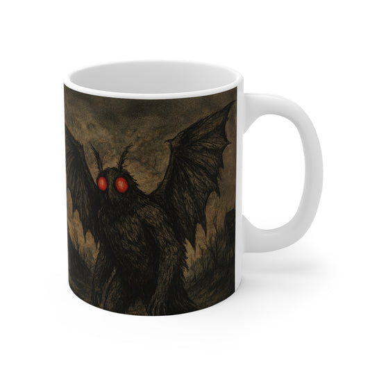 Mothman Mug - Cryptid Coffee Cup - Creepy Folklore 11 oz. Ceramic Mug
