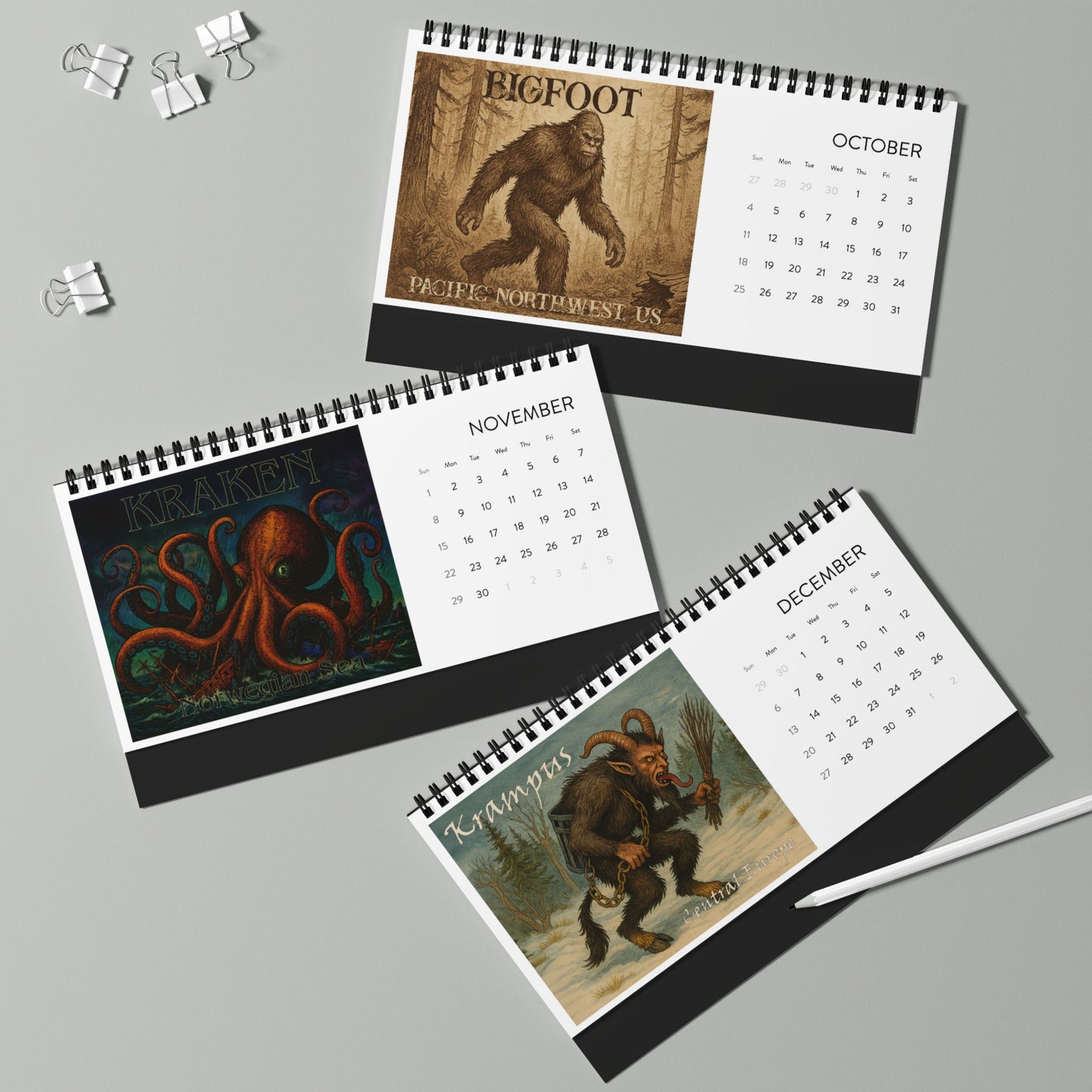 Creepy Cryptids & Freaky Folklore 2026 Desktop Calendar