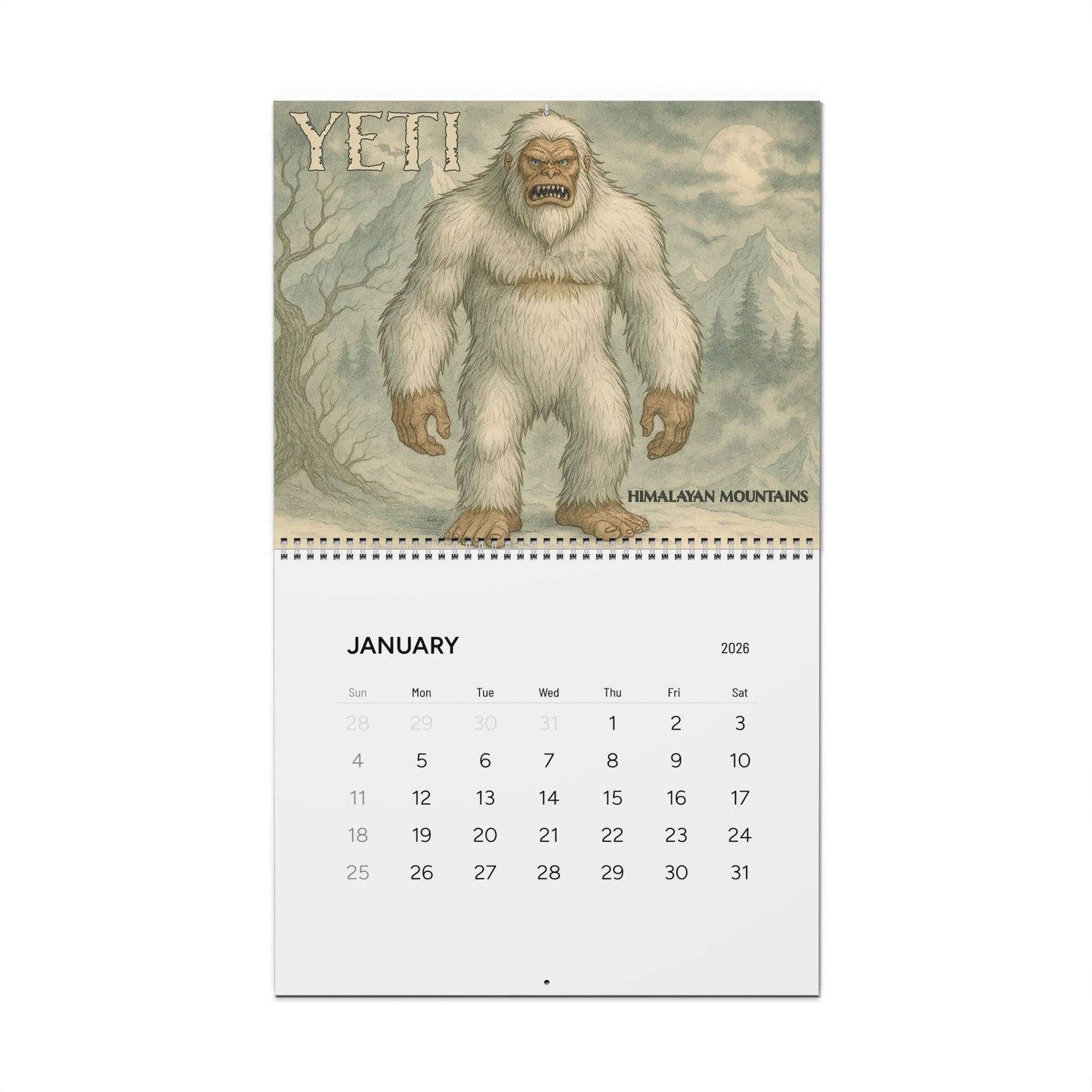 Creepy Cryptids & Freaky Folklore: 2026 Wall Calendar (Original Art)