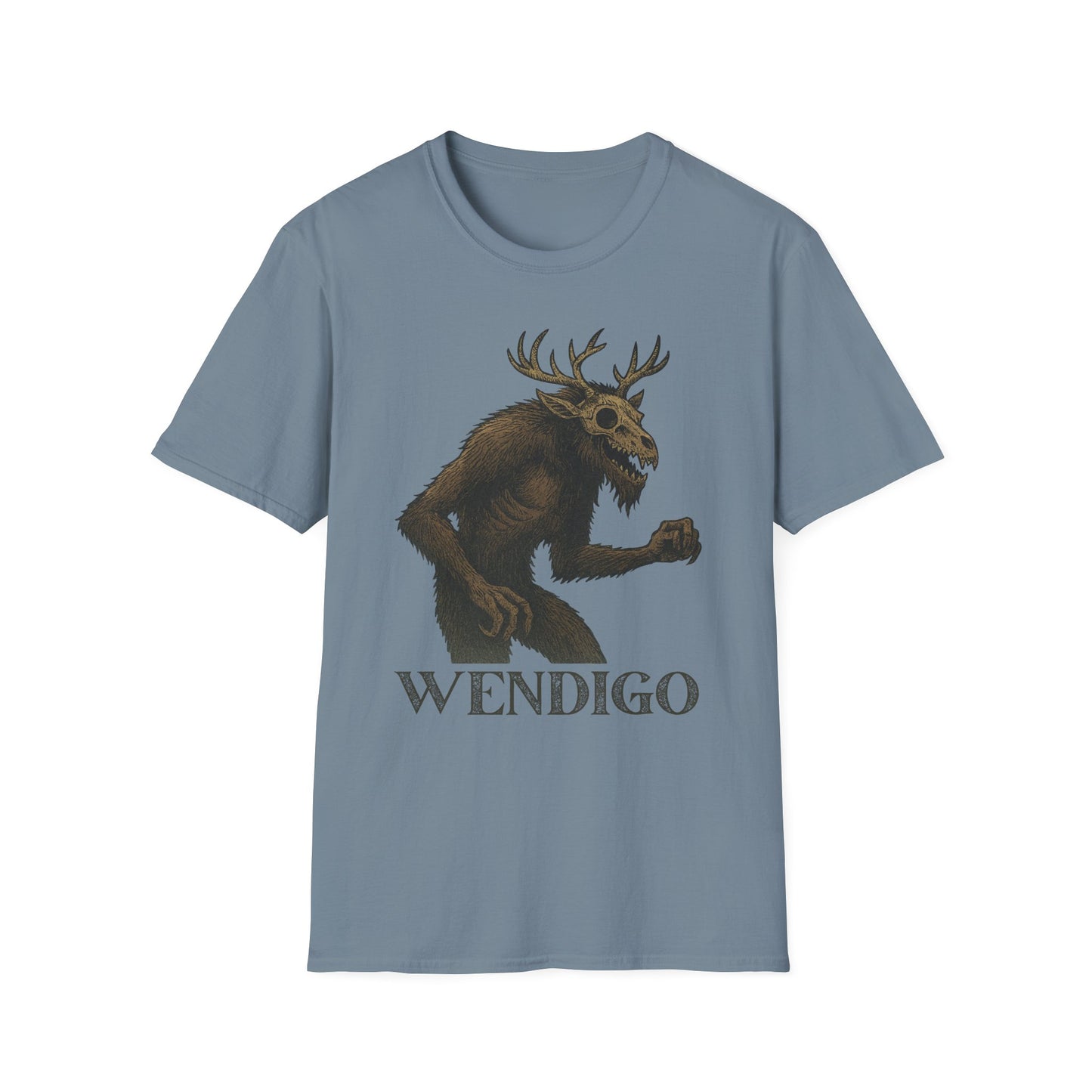 Wendigo T‑Shirt - Creepy Cryptid Shirt, Horror Forest Creature Tee, Folklore Monster Softstyle Unisex T-Shirt