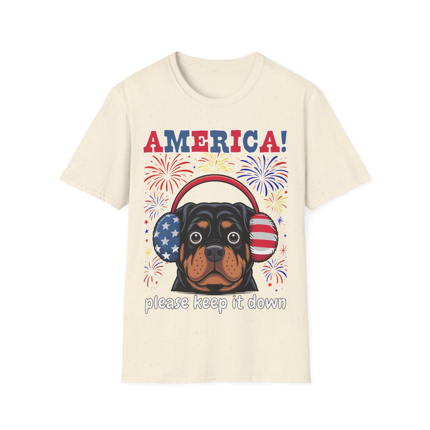 America! Please Keep It Down Dog Shirt – Funny 4th of July Fireworks Anxiety Unisex T-Shirt