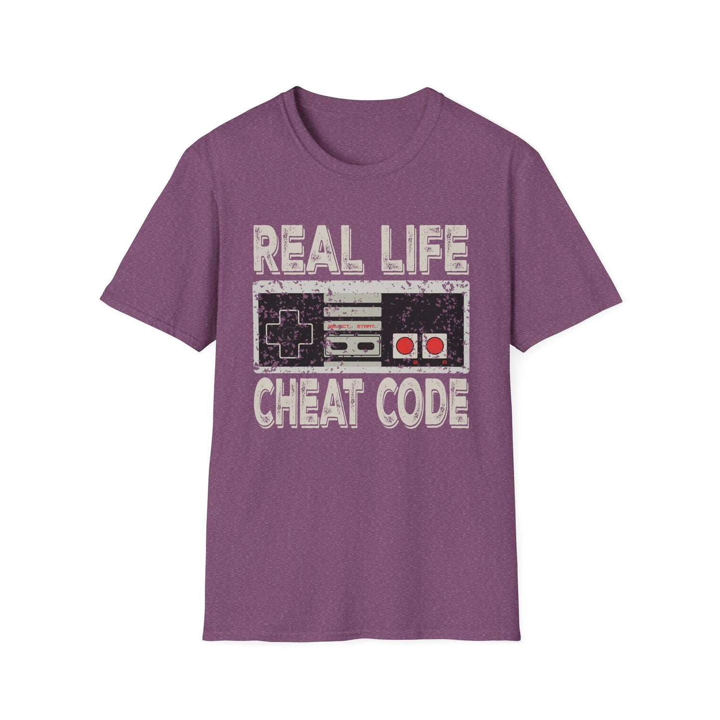 Real Life Cheat Code T-Shirt – Retro NES Controller Graphic Tee for Gamers & 80s, 90s Kids - Unisex Softstyle Tee