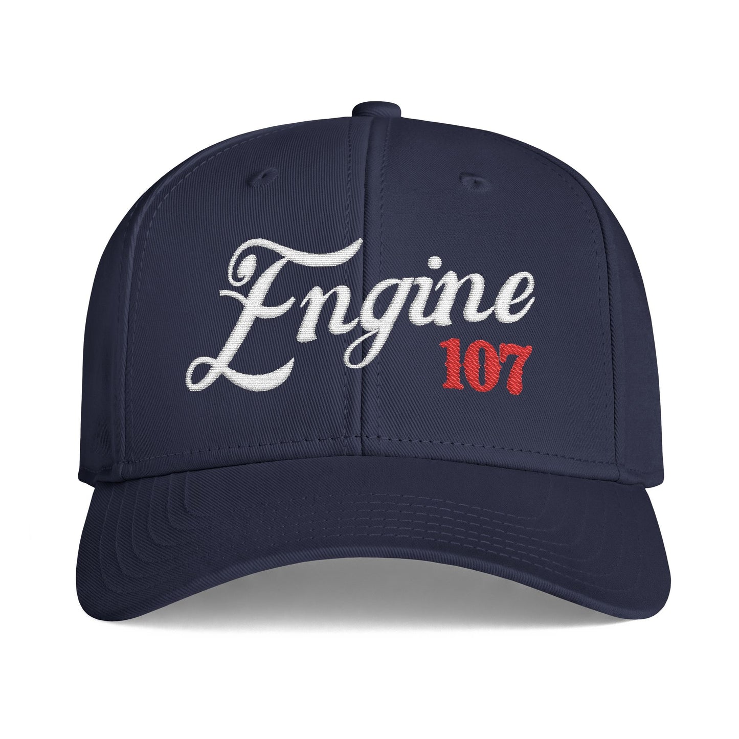 Engine 107 Cap — Vintage Firefighter Embroidered Snapback Hat