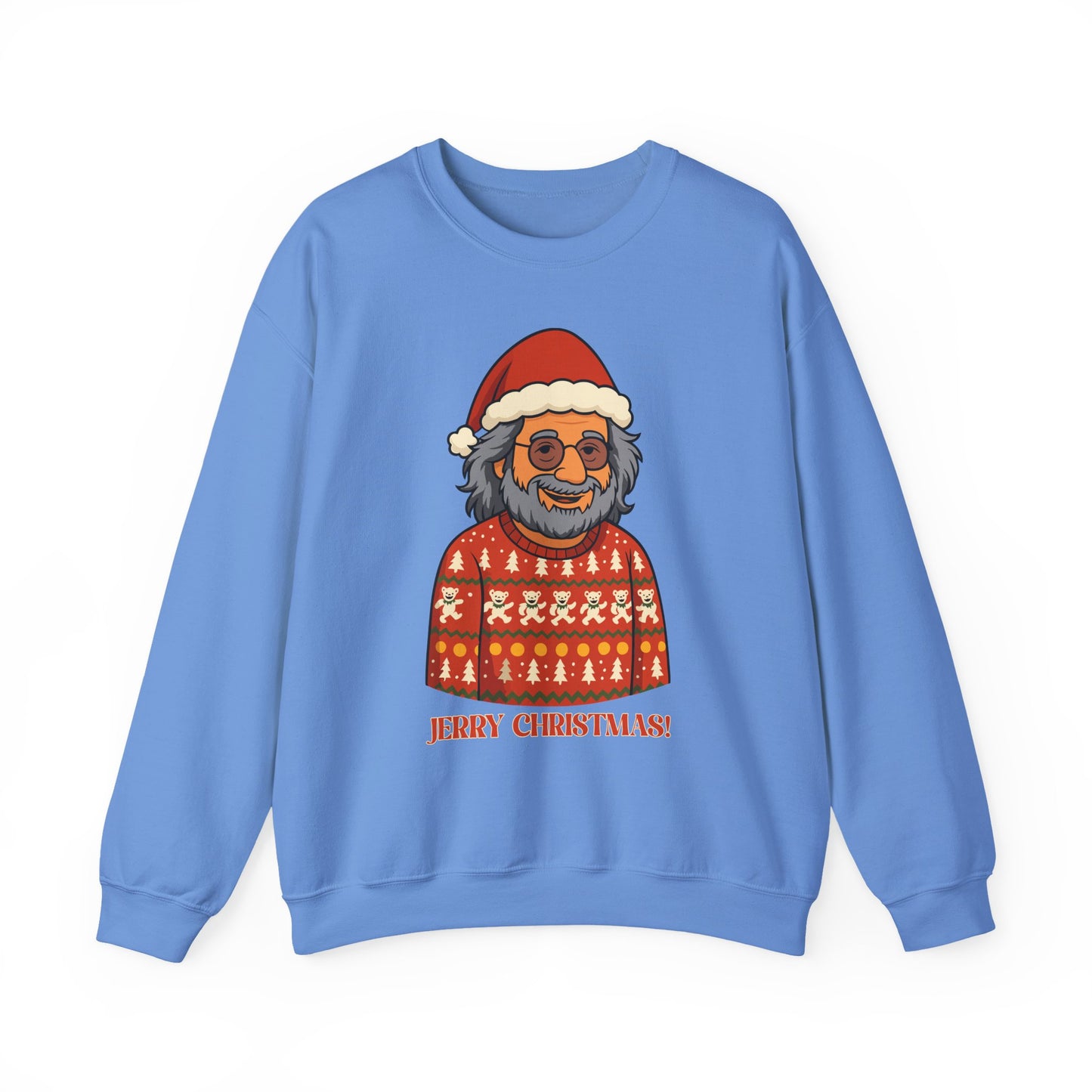 Jerry Garcia Christmas Sweatshirt – “Jerry Christmas” Ugly Sweater with Dancing Skeletons, Funny Grateful Dead Holiday Unisex Pullover Sweatshirt
