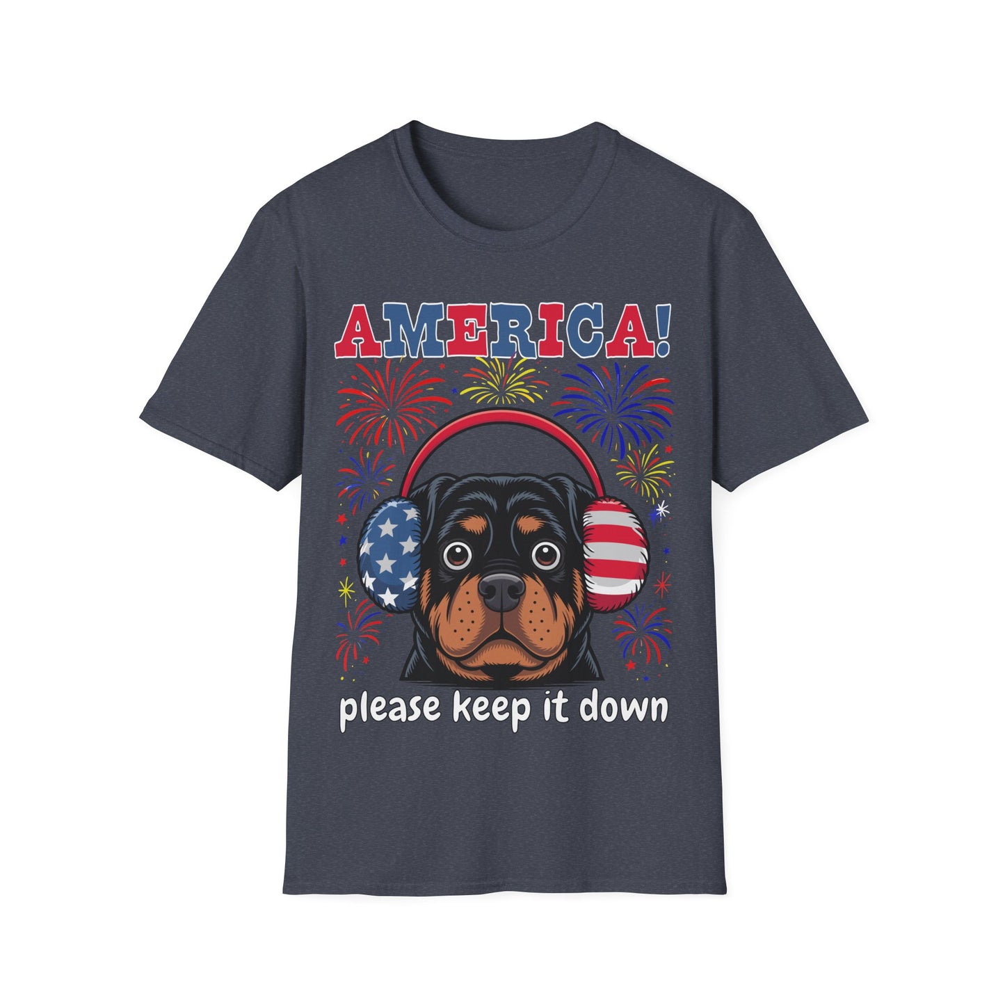 America! Please Keep It Down Dog Shirt – Funny 4th of July Fireworks Anxiety Unisex T-Shirt