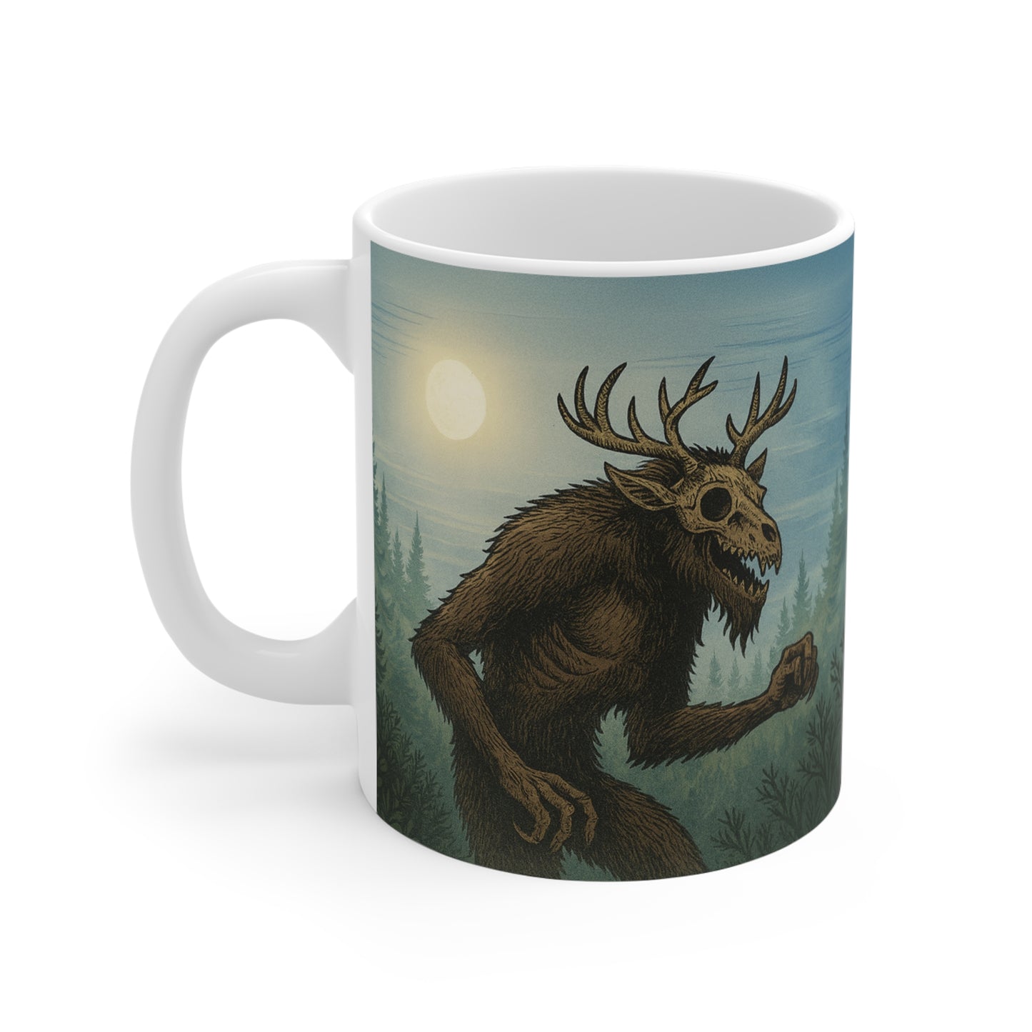 Wendigo Cryptid Coffee Mug - Creepy Folklore Coffee Cup- 11 oz. Ceramic Mug