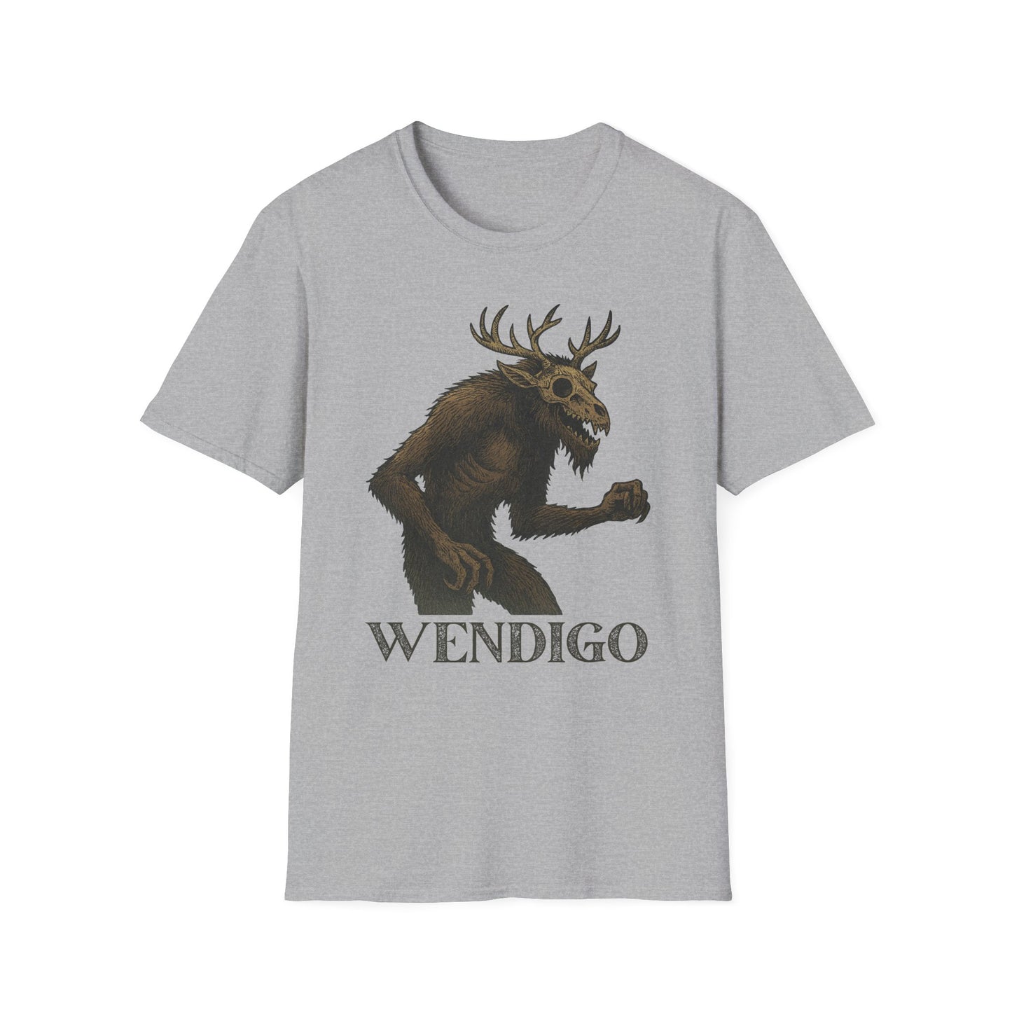 Wendigo T‑Shirt - Creepy Cryptid Shirt, Horror Forest Creature Tee, Folklore Monster Softstyle Unisex T-Shirt