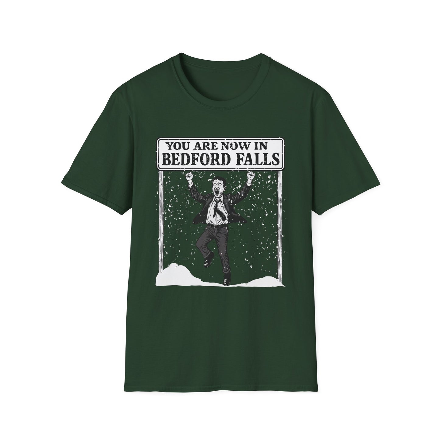 Welcome to Bedford Falls - Jimmy Stewart George Bailey - Holiday Softstyle Unisex T-Shirt