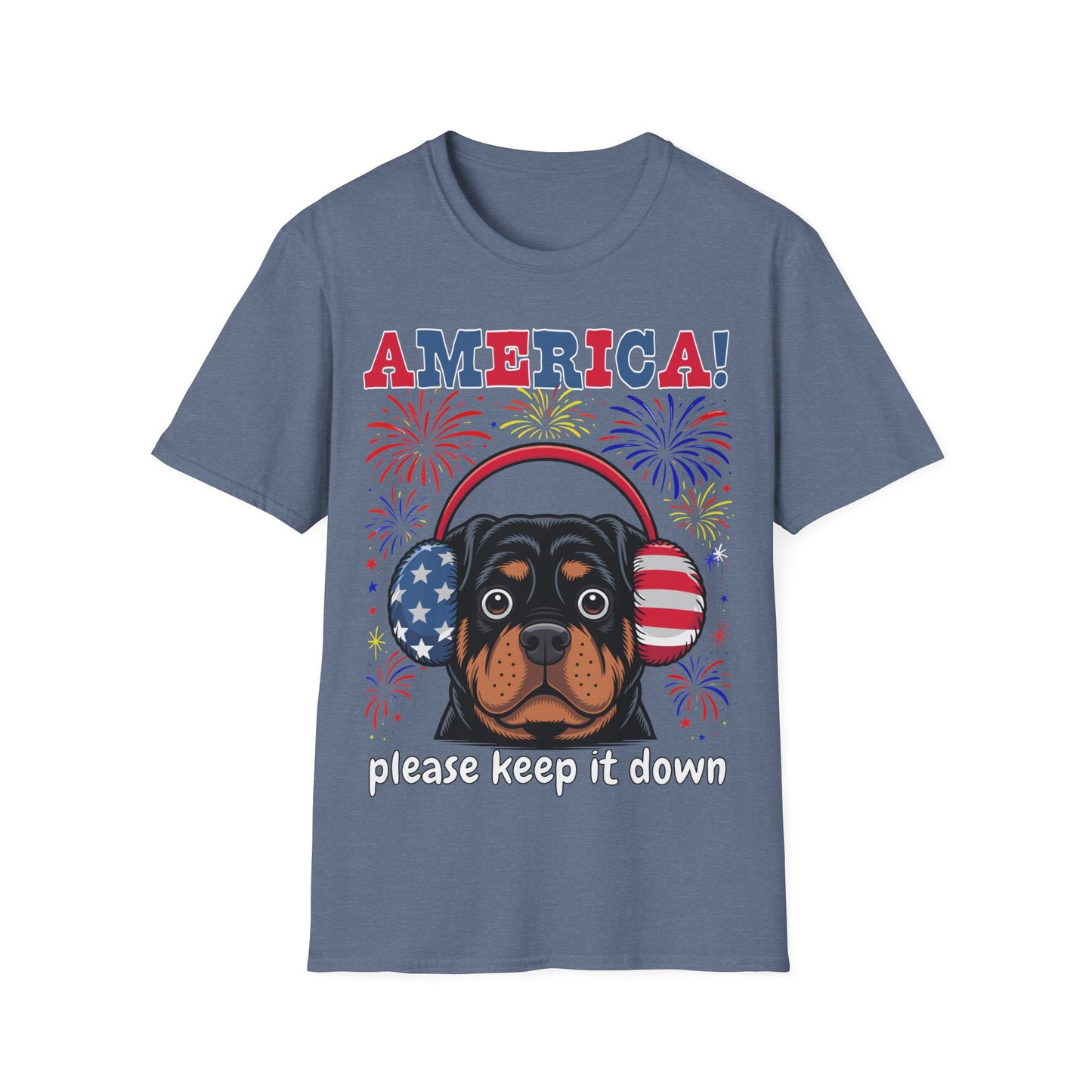 America! Please Keep It Down Dog Shirt – Funny 4th of July Fireworks Anxiety Unisex T-Shirt