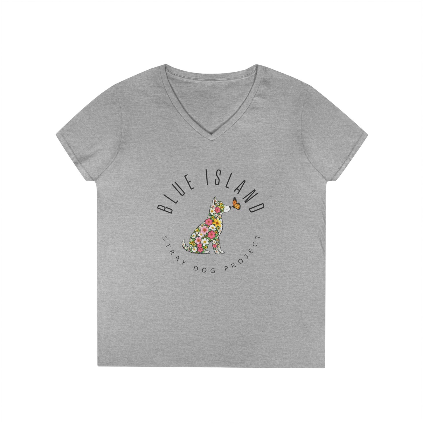 Blue Island Stray Dog Project Spring Design Ladies V‑Neck (Women's Sizes)