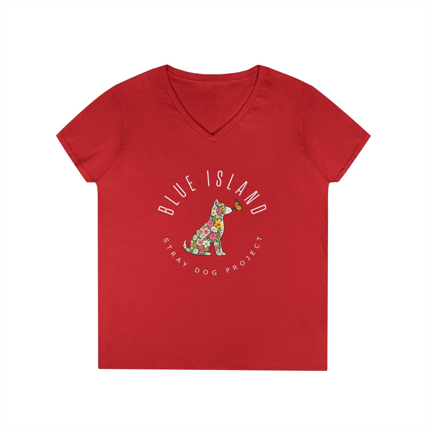 Blue Island Stray Dog Project Spring Design Ladies V‑Neck (Women's Sizes)