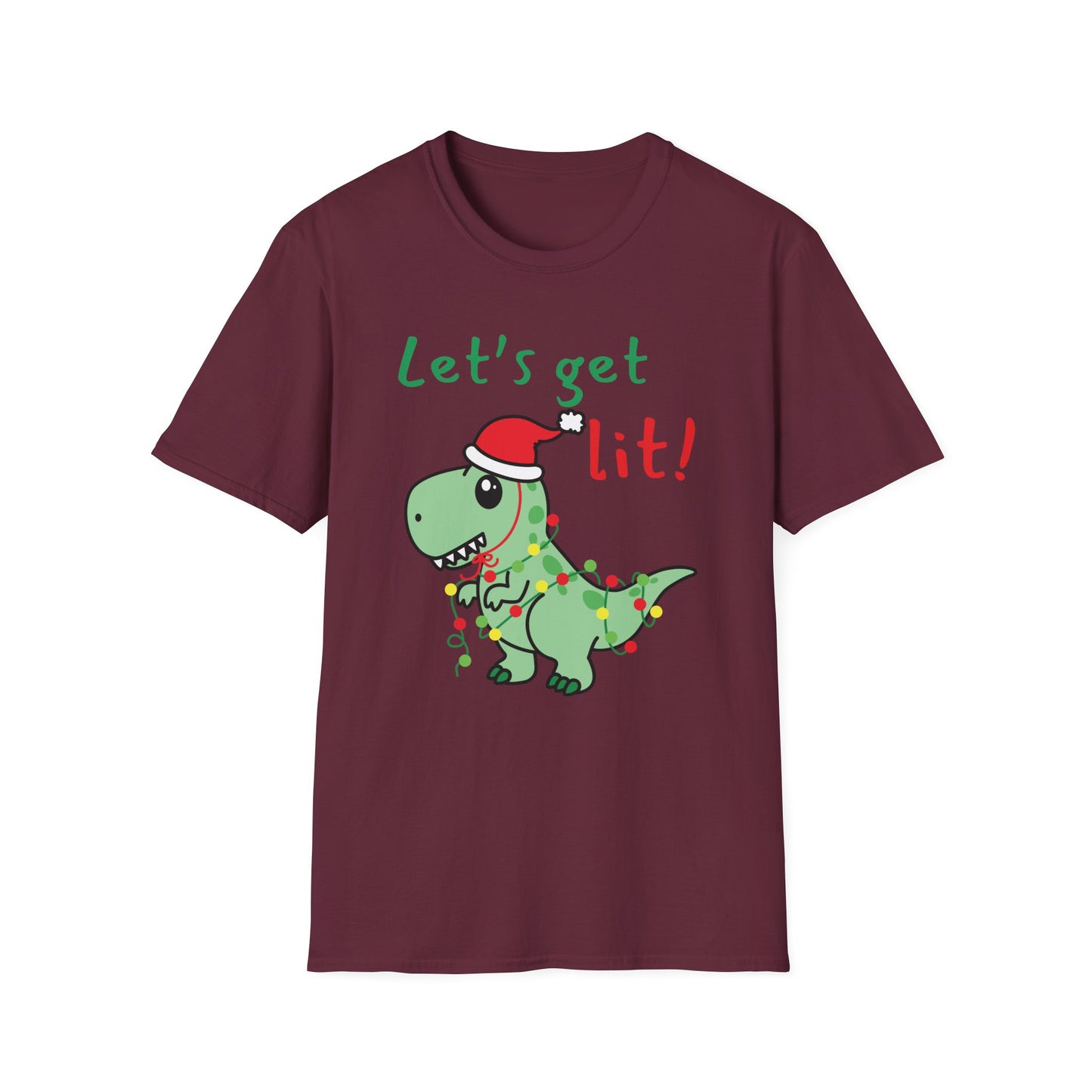 Christmas Dinosaur T-Shirt - Let's Get Lit!