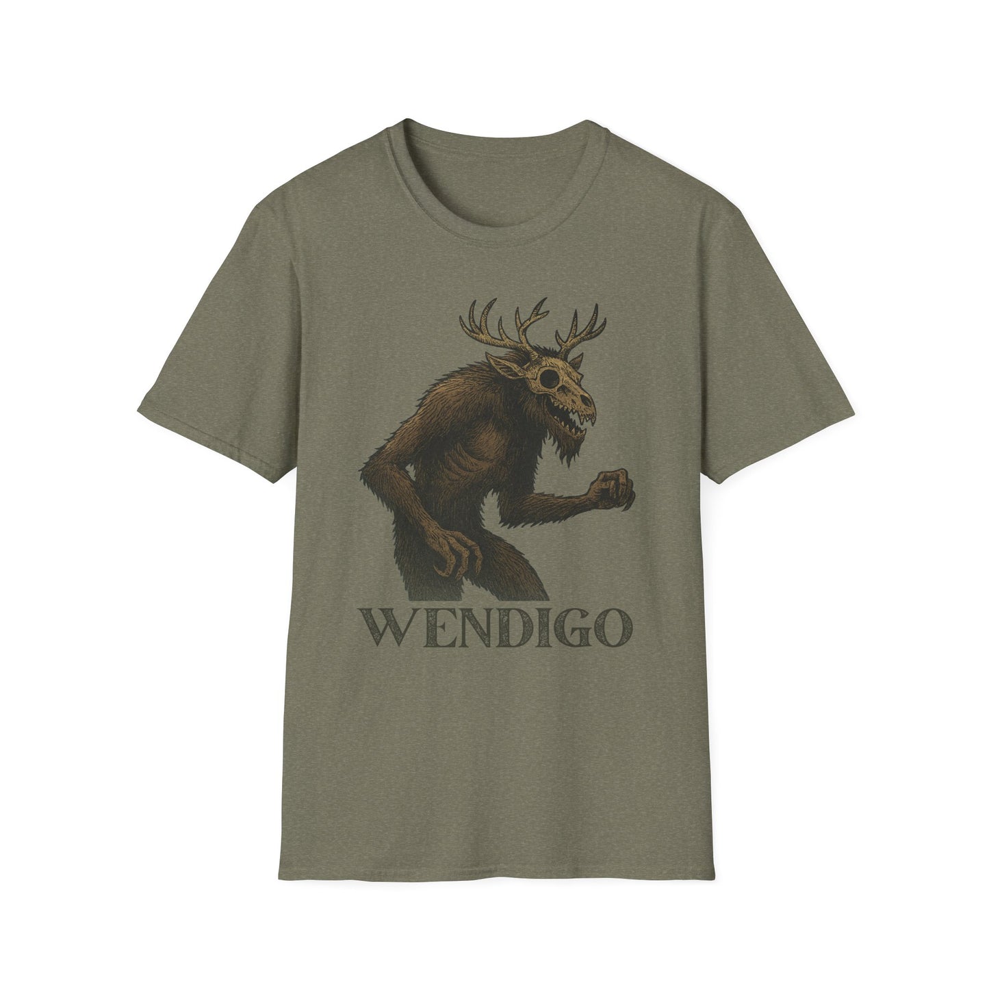 Wendigo T‑Shirt - Creepy Cryptid Shirt, Horror Forest Creature Tee, Folklore Monster Softstyle Unisex T-Shirt