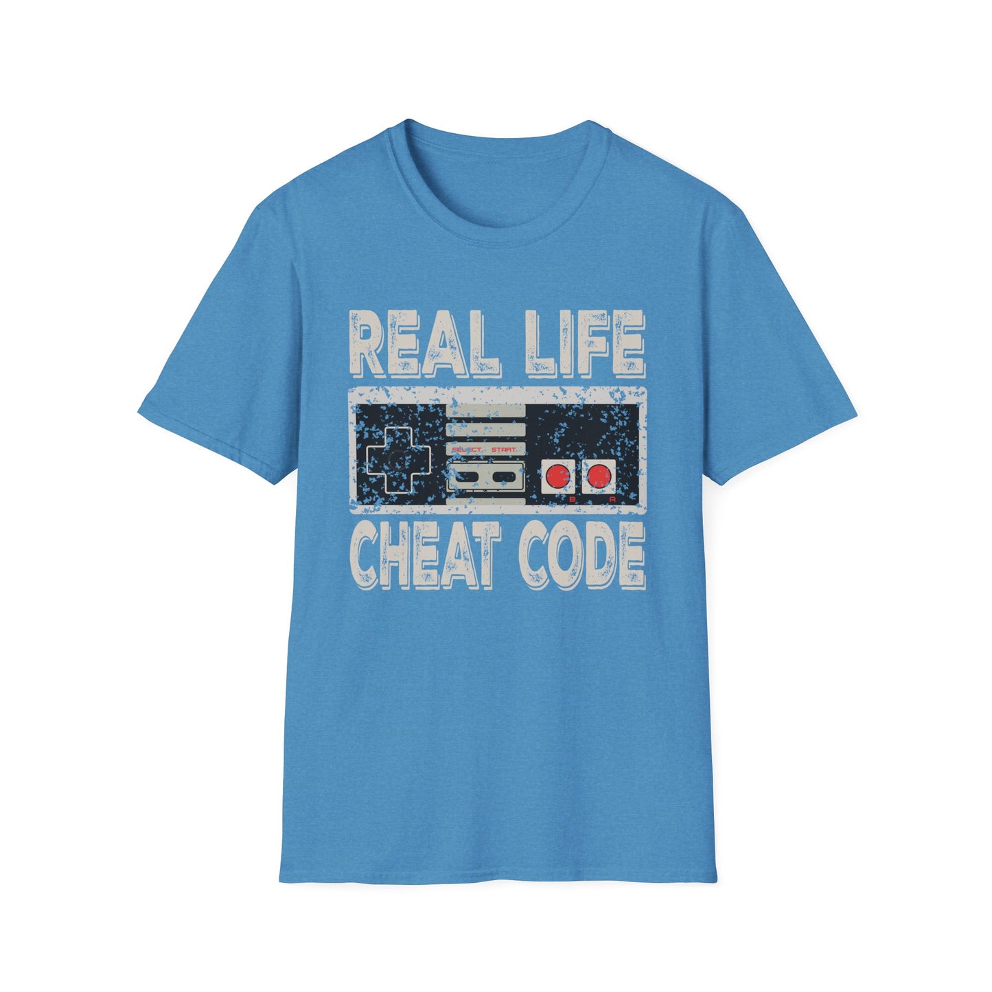 Real Life Cheat Code T-Shirt – Retro NES Controller Graphic Tee for Gamers & 80s, 90s Kids - Unisex Softstyle Tee