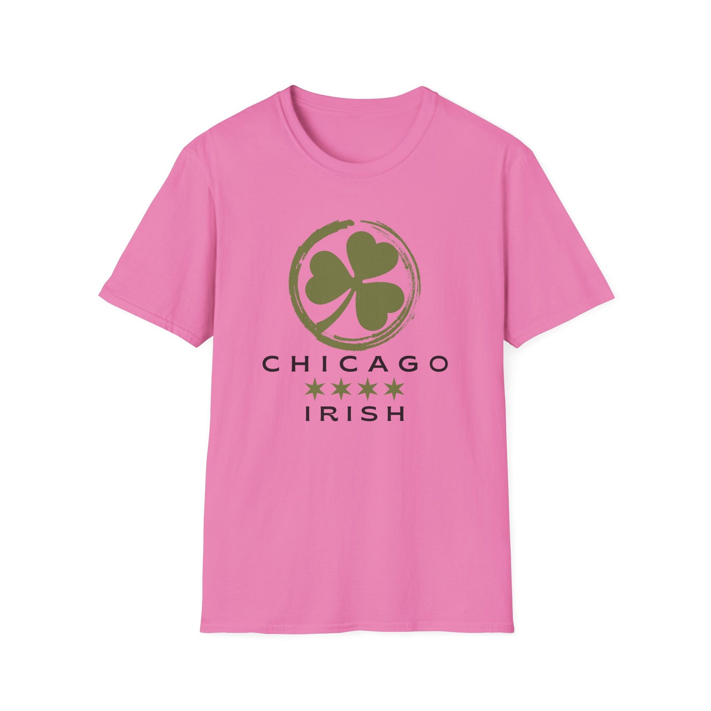 Chicago Irish with Shamrock and Chicago Flag Stars T-shirt