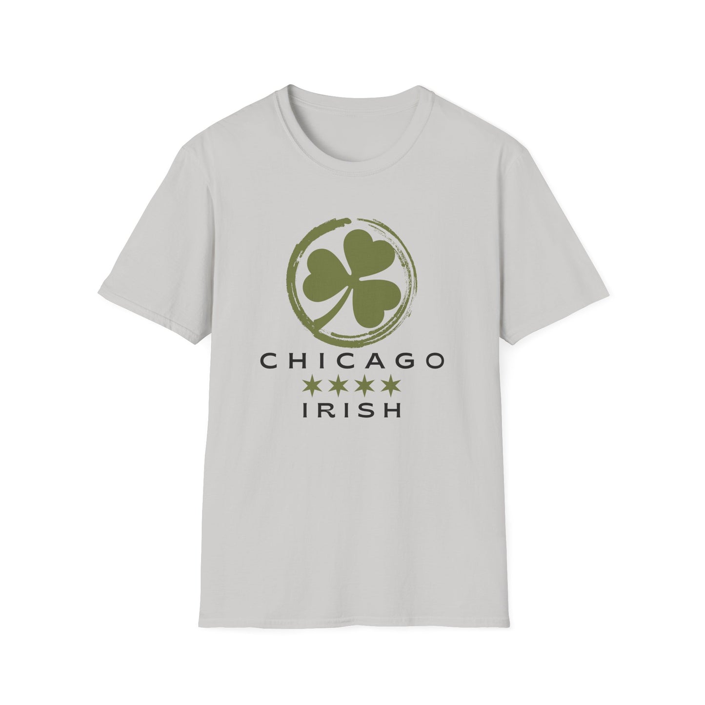 Chicago Irish with Shamrock and Chicago Flag Stars T-shirt