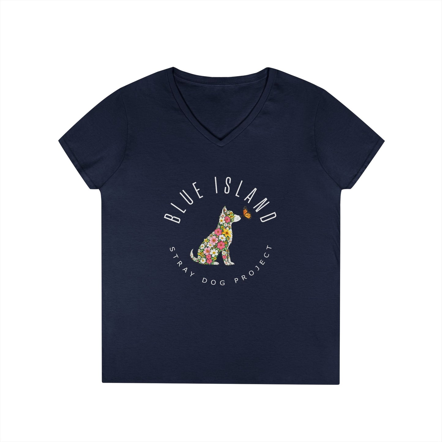 Blue Island Stray Dog Project Spring Design Ladies V‑Neck (Women's Sizes)