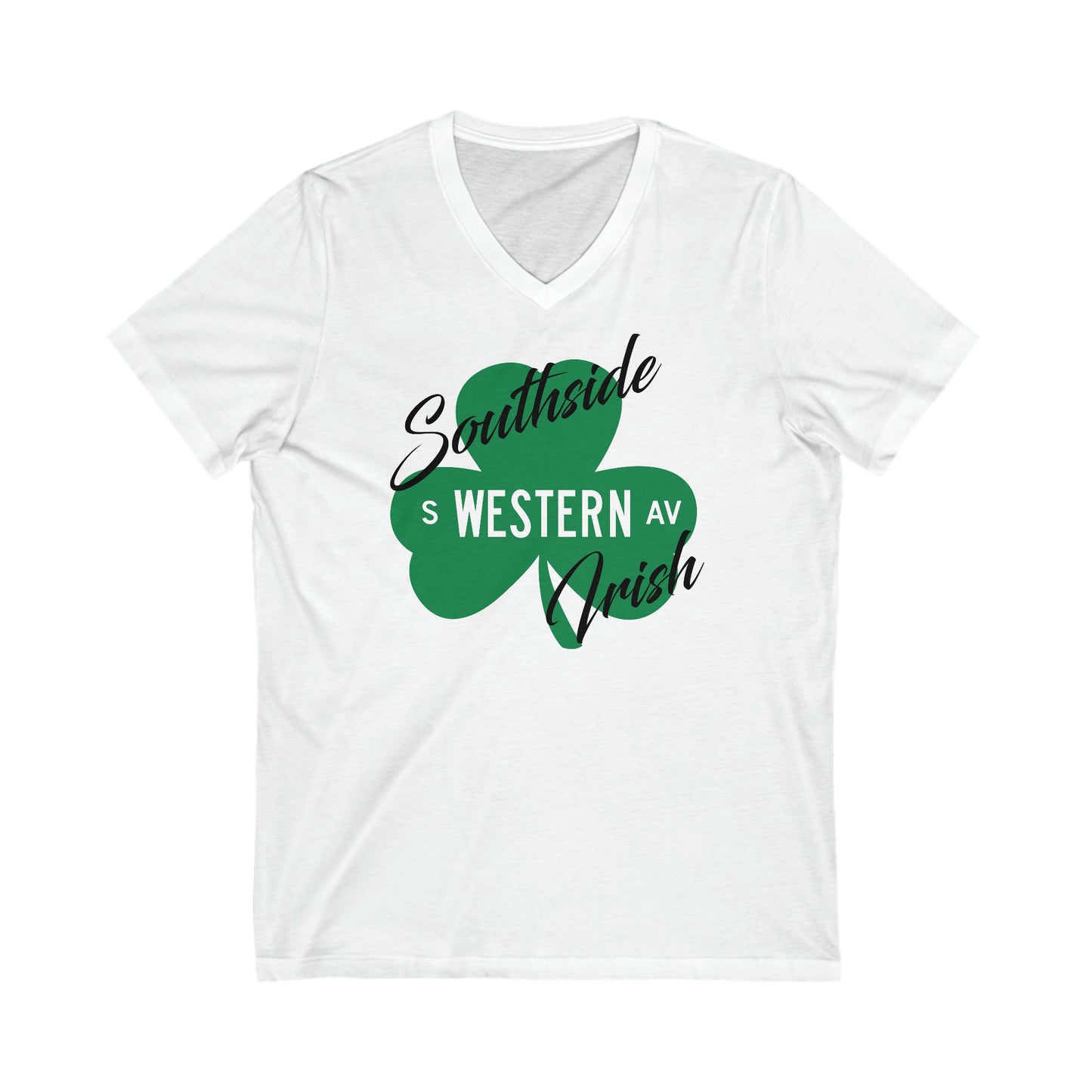 Chicago Southside Irish St. Patrick's Day Parade Western Avenue Shamrock V-Neck Tee