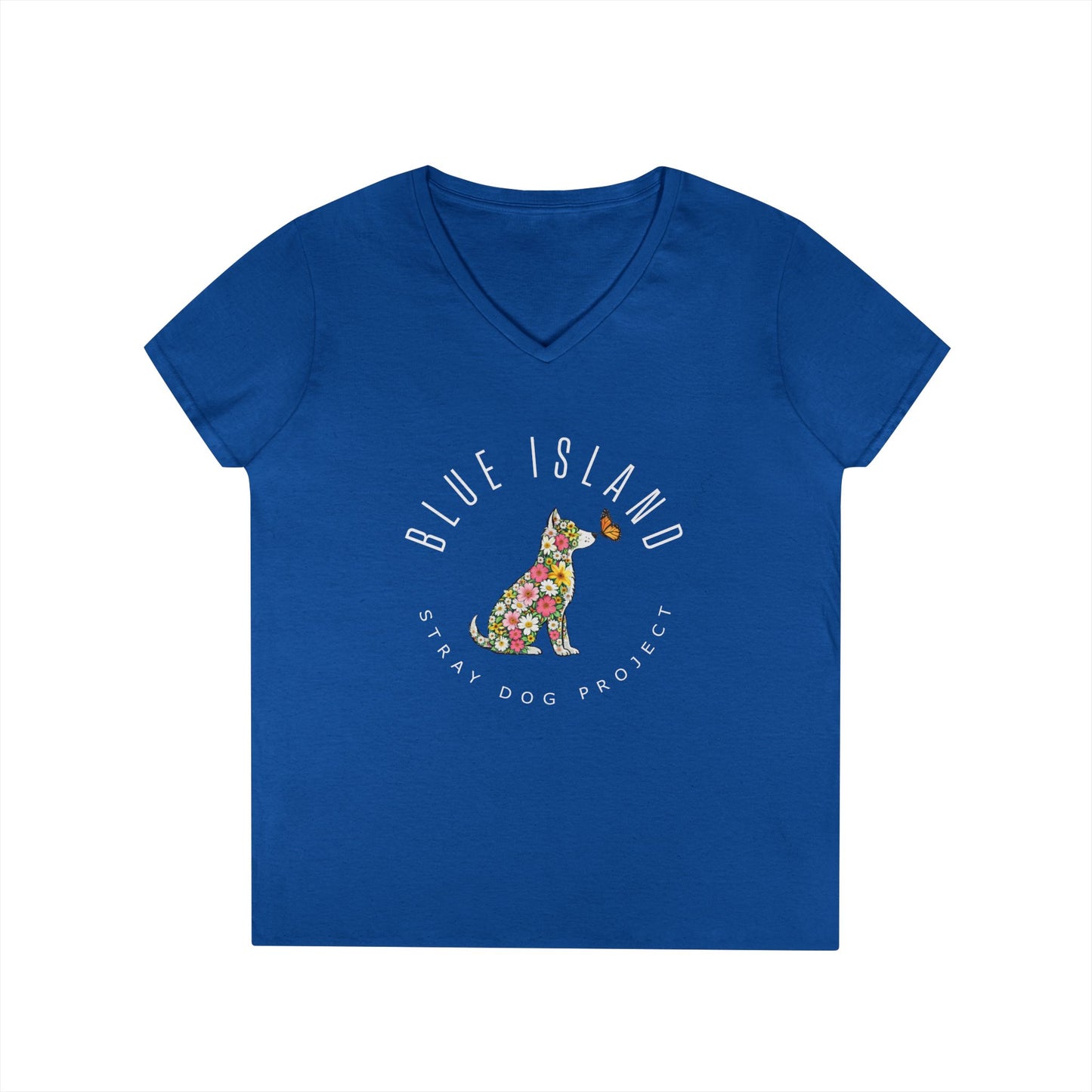 Blue Island Stray Dog Project Spring Design Ladies V‑Neck (Women's Sizes)