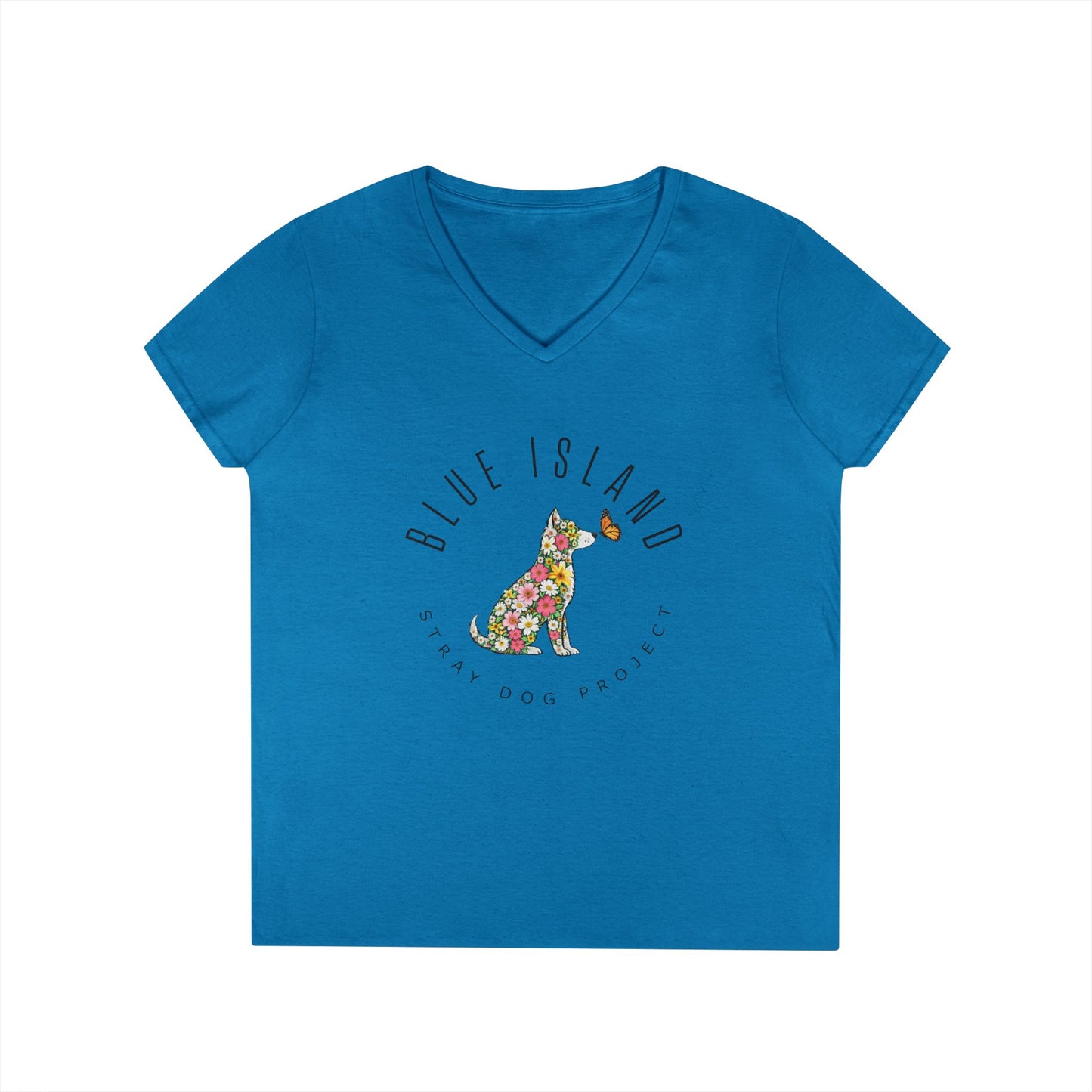 Blue Island Stray Dog Project Spring Design Ladies V‑Neck (Women's Sizes)