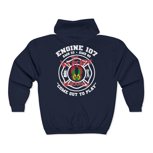 Chicago Fire Department Engine 107 'Westside Warriors' - Unisex Full Zip Hooded Sweatshirt