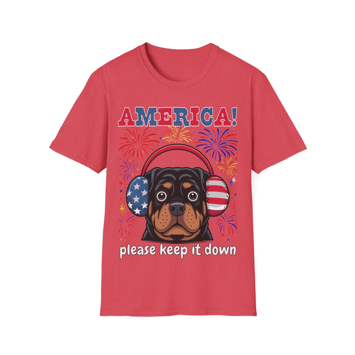 America! Please Keep It Down Dog Shirt – Funny 4th of July Fireworks Anxiety Unisex T-Shirt