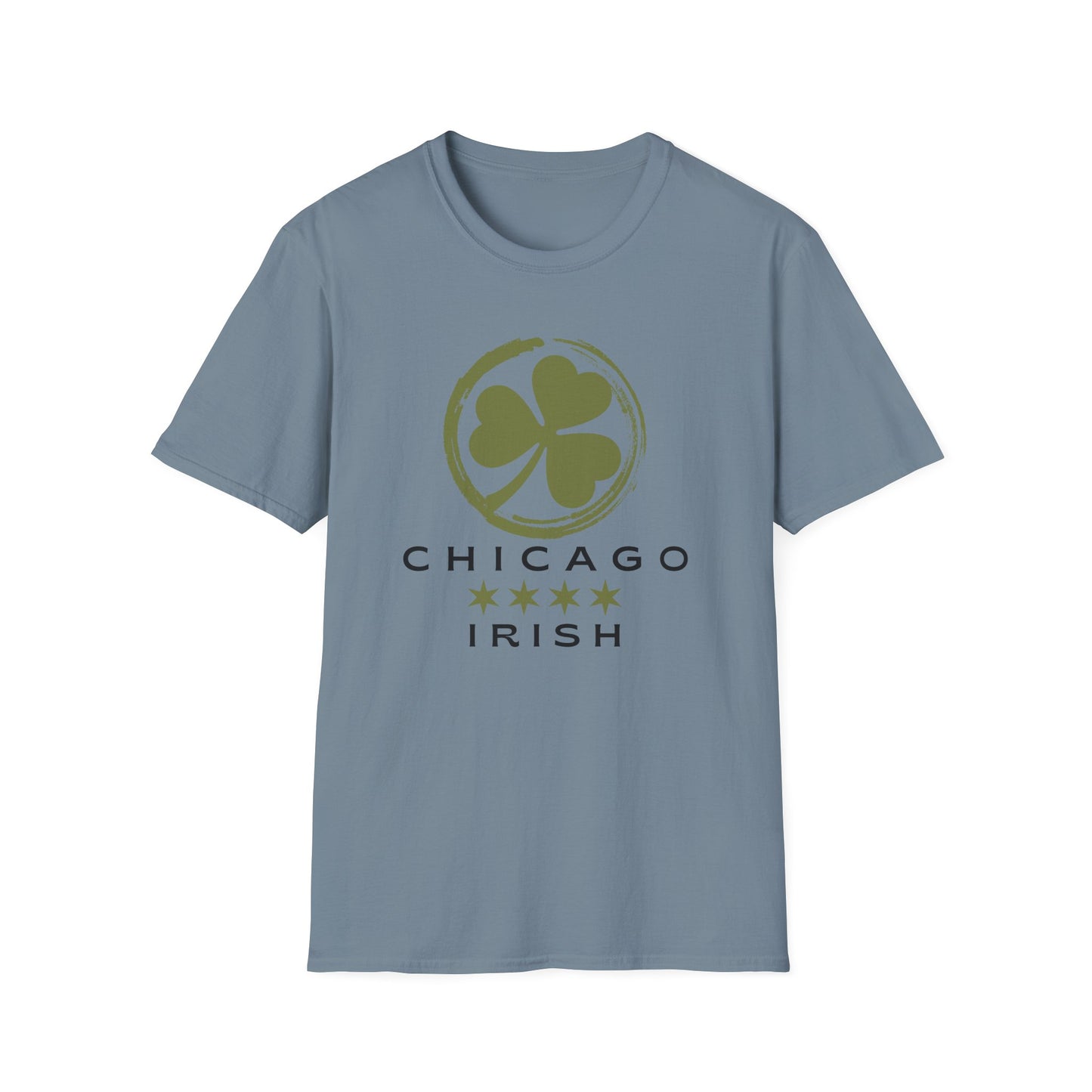 Chicago Irish with Shamrock and Chicago Flag Stars T-shirt