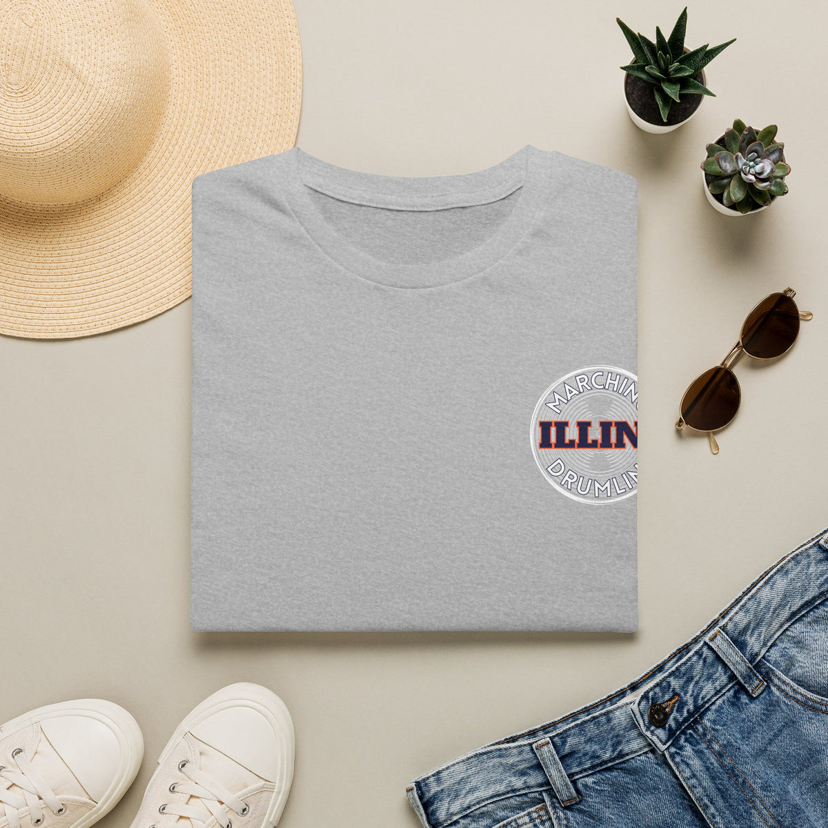 Marching Illini Drumline - Party Chicken Personalized Cymbals T-Shirt