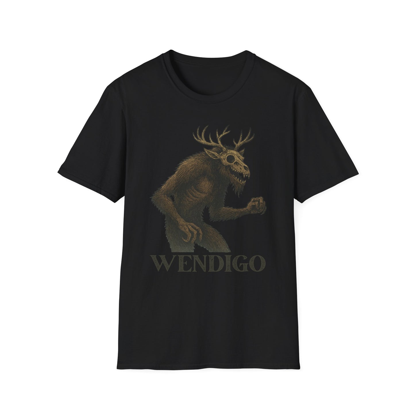 Wendigo T‑Shirt - Creepy Cryptid Shirt, Horror Forest Creature Tee, Folklore Monster Softstyle Unisex T-Shirt