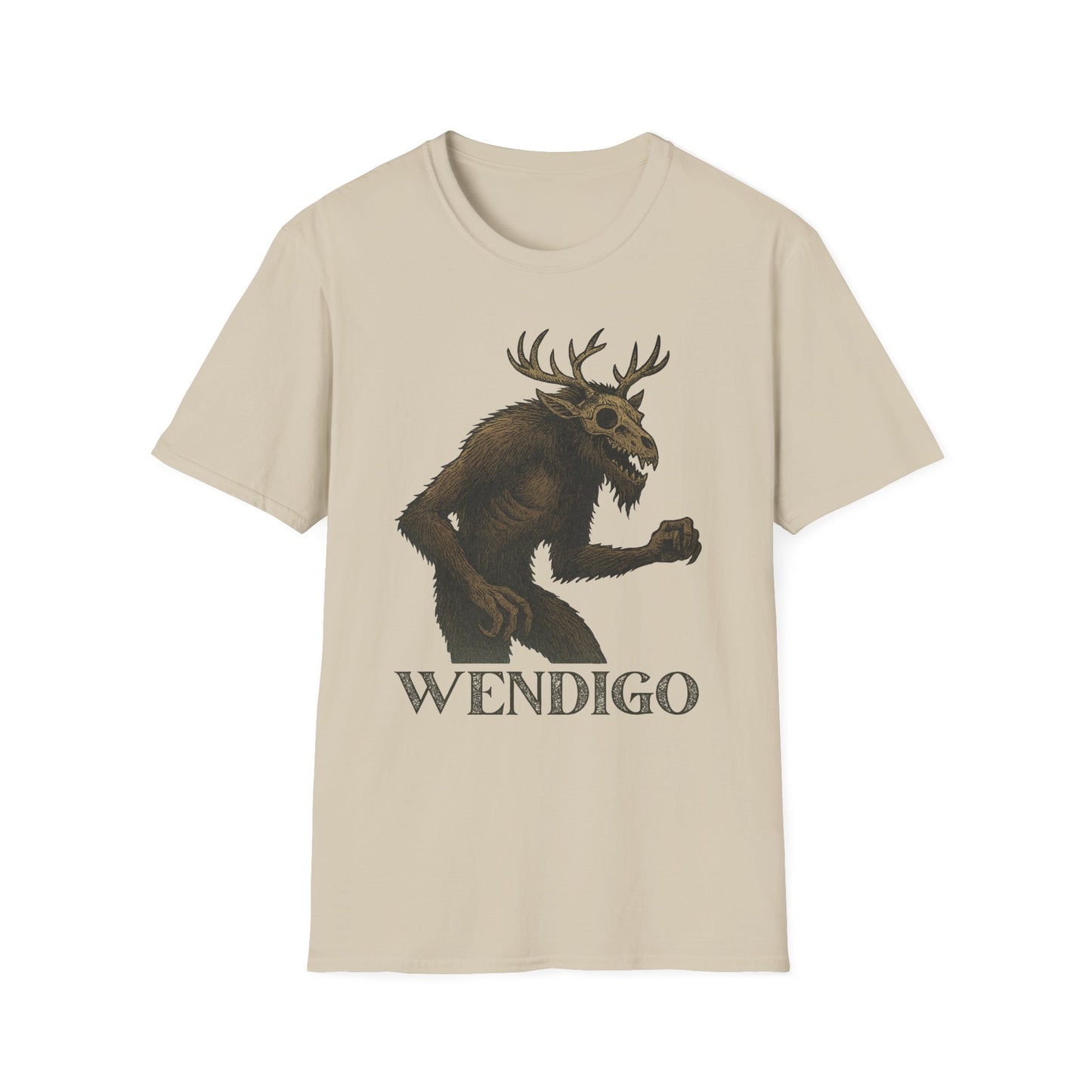 Wendigo T‑Shirt - Creepy Cryptid Shirt, Horror Forest Creature Tee, Folklore Monster Softstyle Unisex T-Shirt