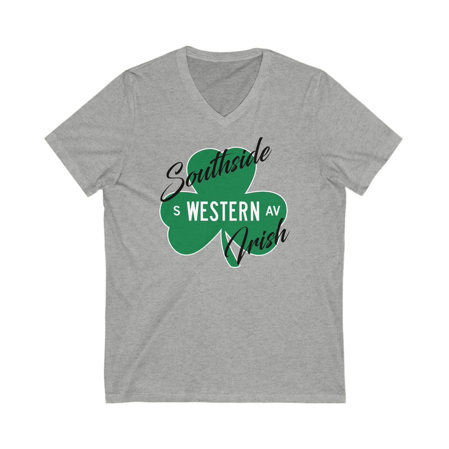 Chicago Southside Irish St. Patrick's Day Parade Western Avenue Shamrock V-Neck Tee