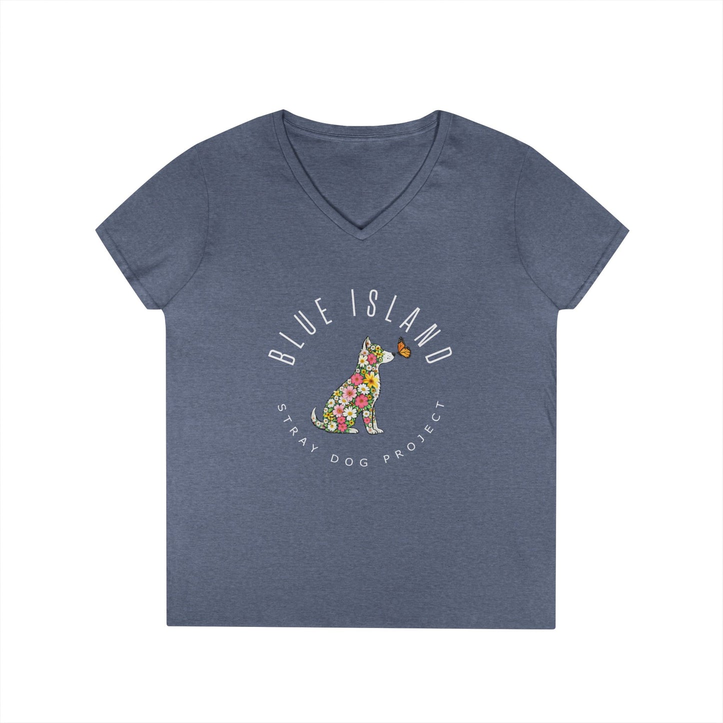Blue Island Stray Dog Project Spring Design Ladies V‑Neck (Women's Sizes)