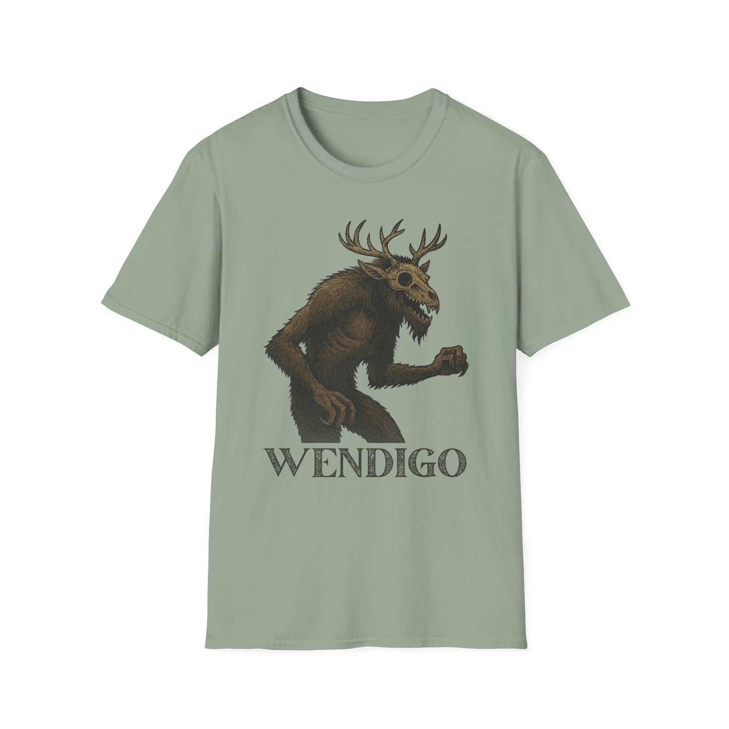 Wendigo T‑Shirt - Creepy Cryptid Shirt, Horror Forest Creature Tee, Folklore Monster Softstyle Unisex T-Shirt
