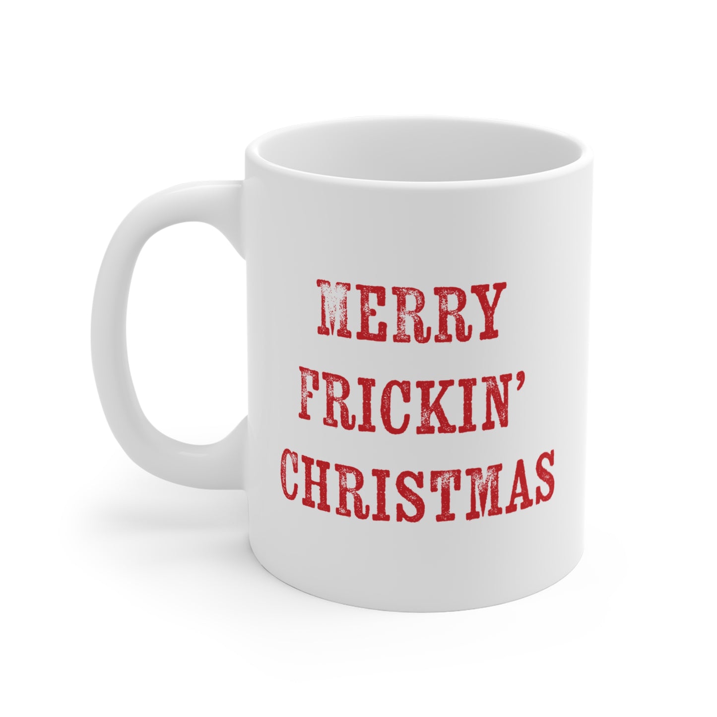 Funny Mike Ditka Santa - Merry Frickin’ Christmas - 11 oz White Ceramic Coffee Mug for Bears Fans