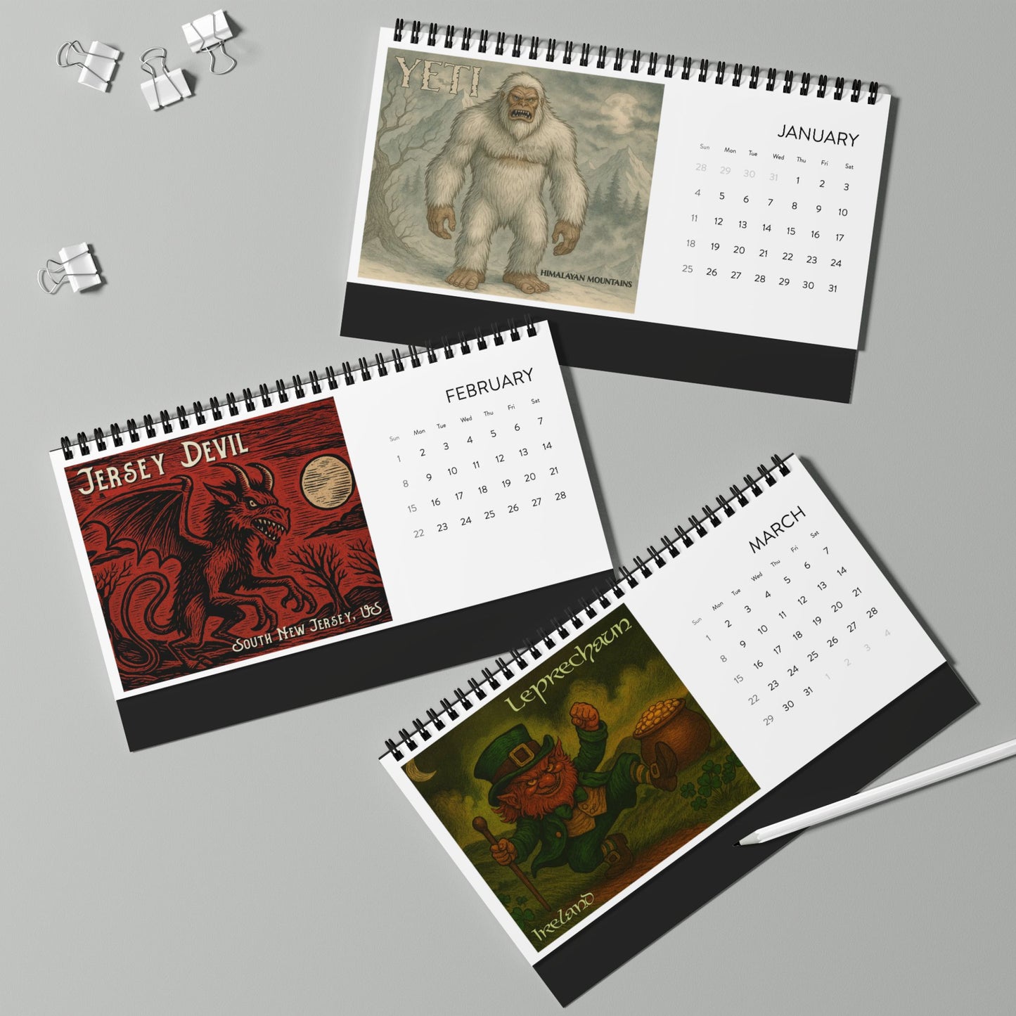 Creepy Cryptids & Freaky Folklore 2026 Desktop Calendar