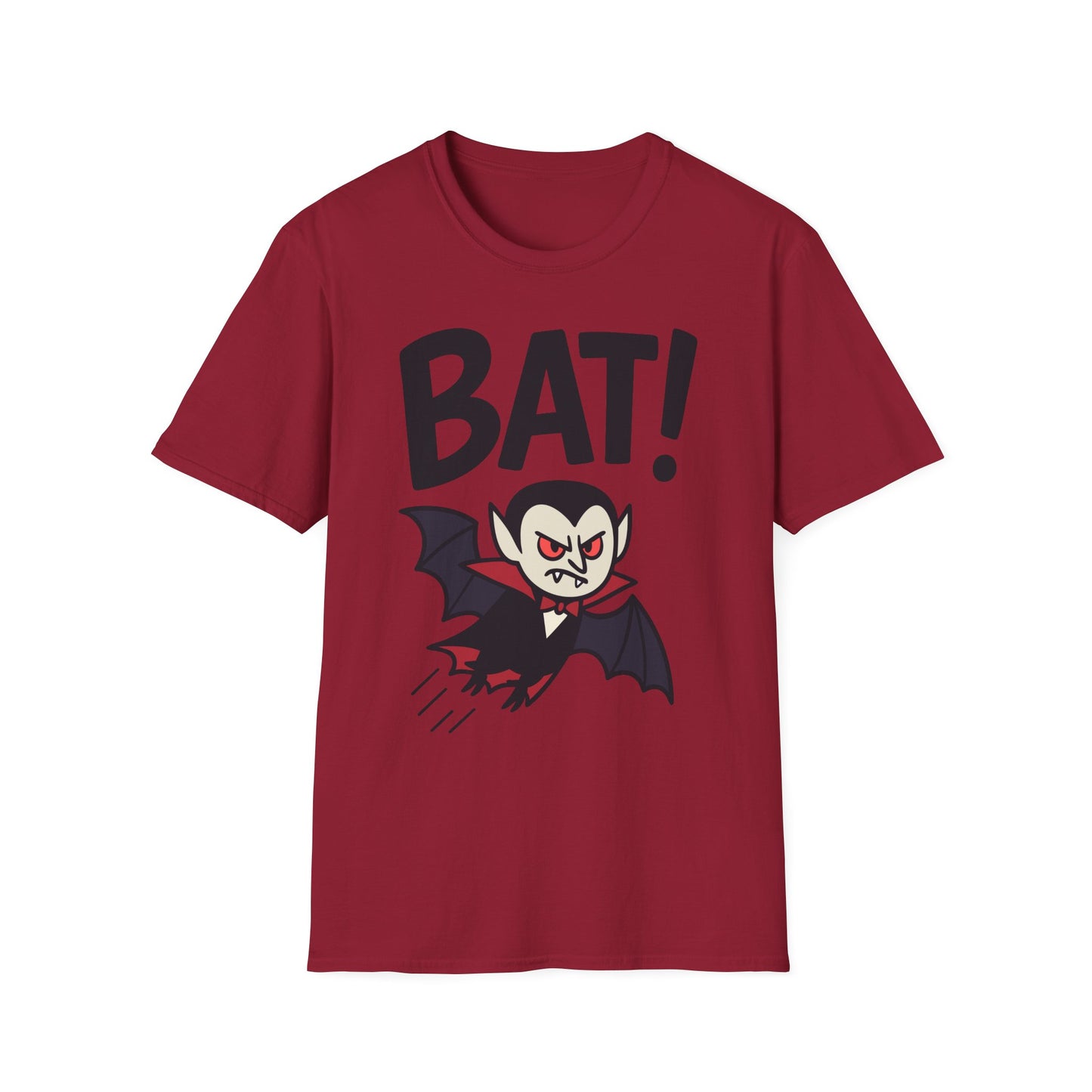 BAT! Vampire Transformation Tee - Shadows-Inspired Graphic Parody Unisex Softstyle T-Shirt