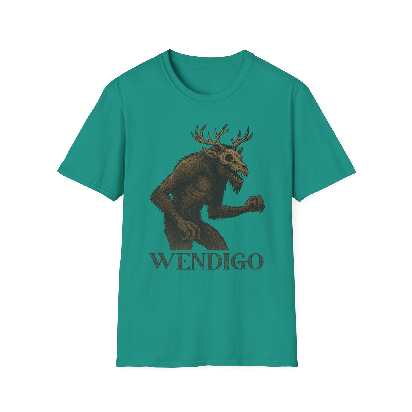 Wendigo T‑Shirt - Creepy Cryptid Shirt, Horror Forest Creature Tee, Folklore Monster Softstyle Unisex T-Shirt