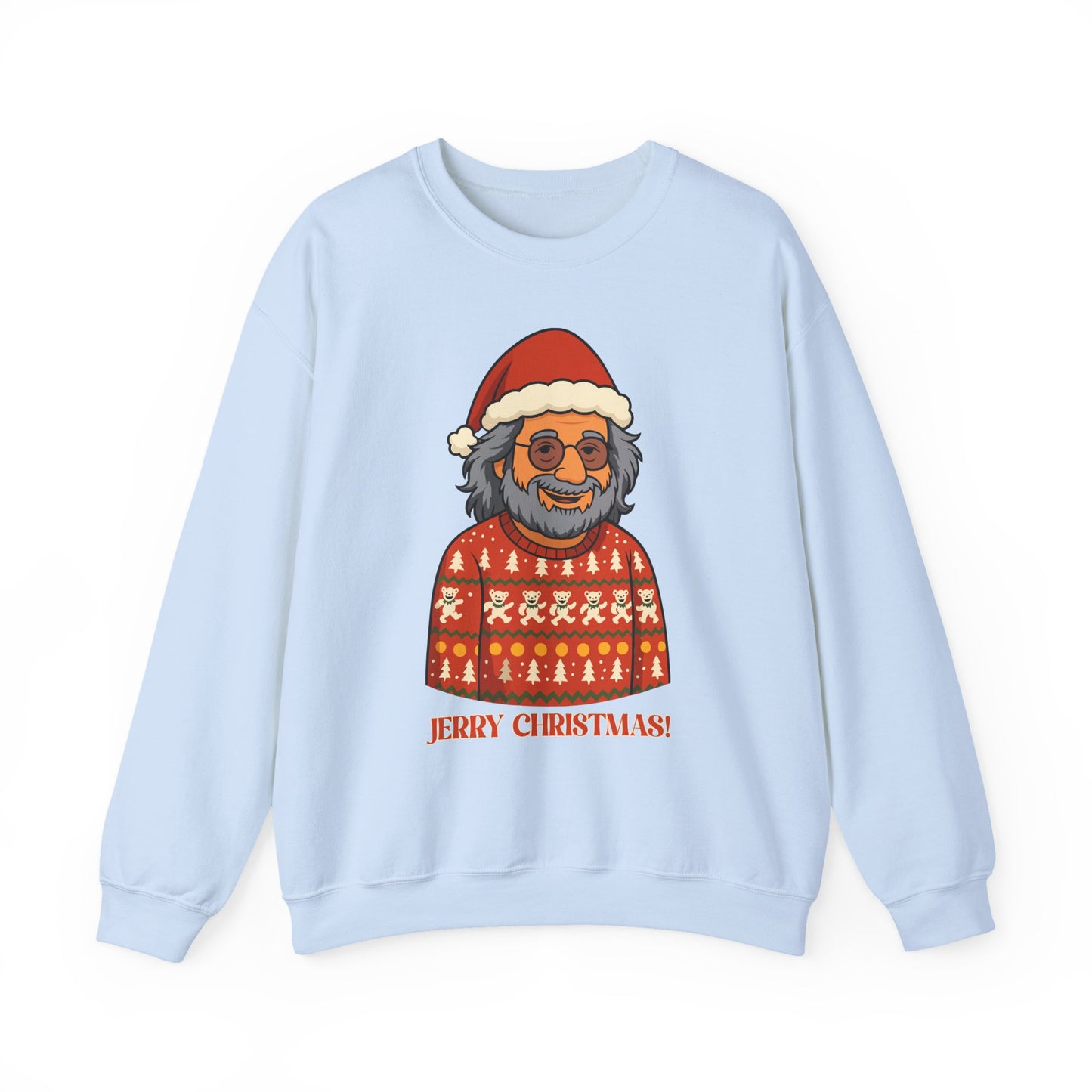 Jerry Garcia Christmas Sweatshirt – “Jerry Christmas” Ugly Sweater with Dancing Skeletons, Funny Grateful Dead Holiday Unisex Pullover Sweatshirt