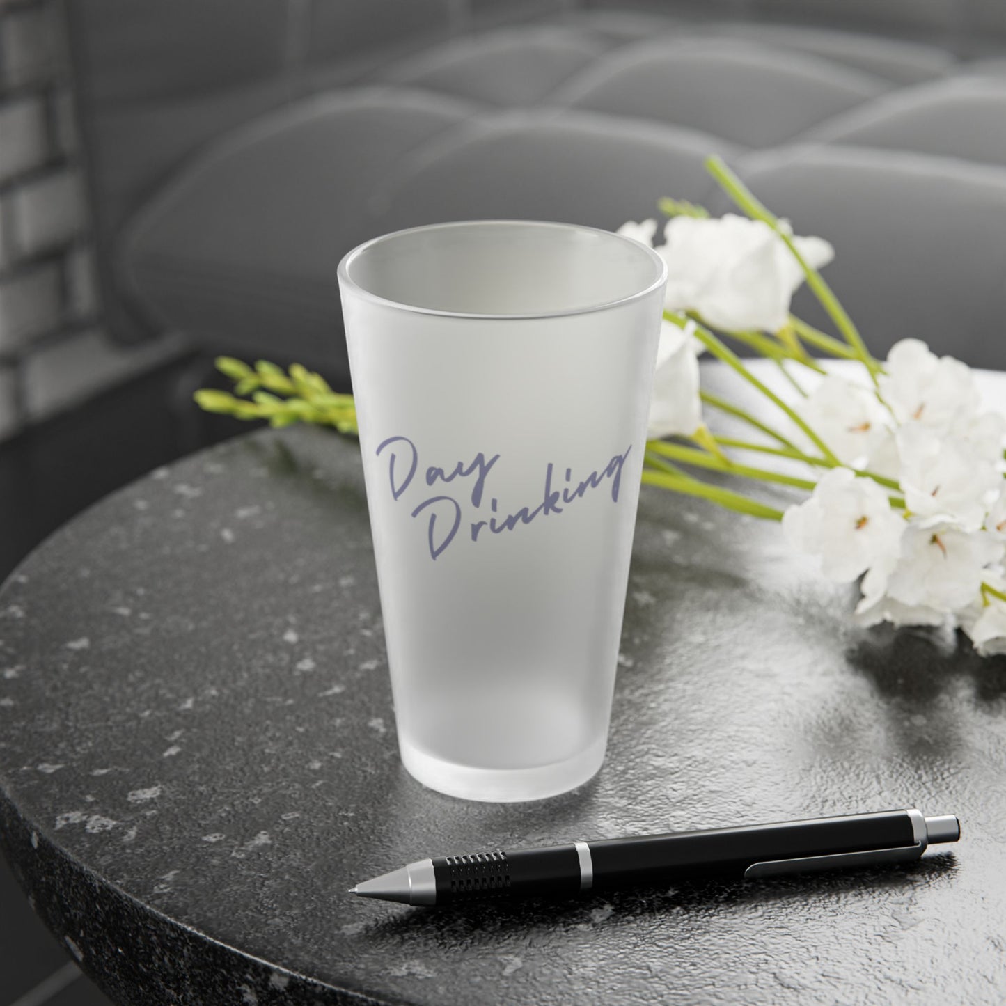 Day Drinking Frosted Pint Glass - 16oz Frosted Pint Glass - Perfect Gift for Beer Lovers