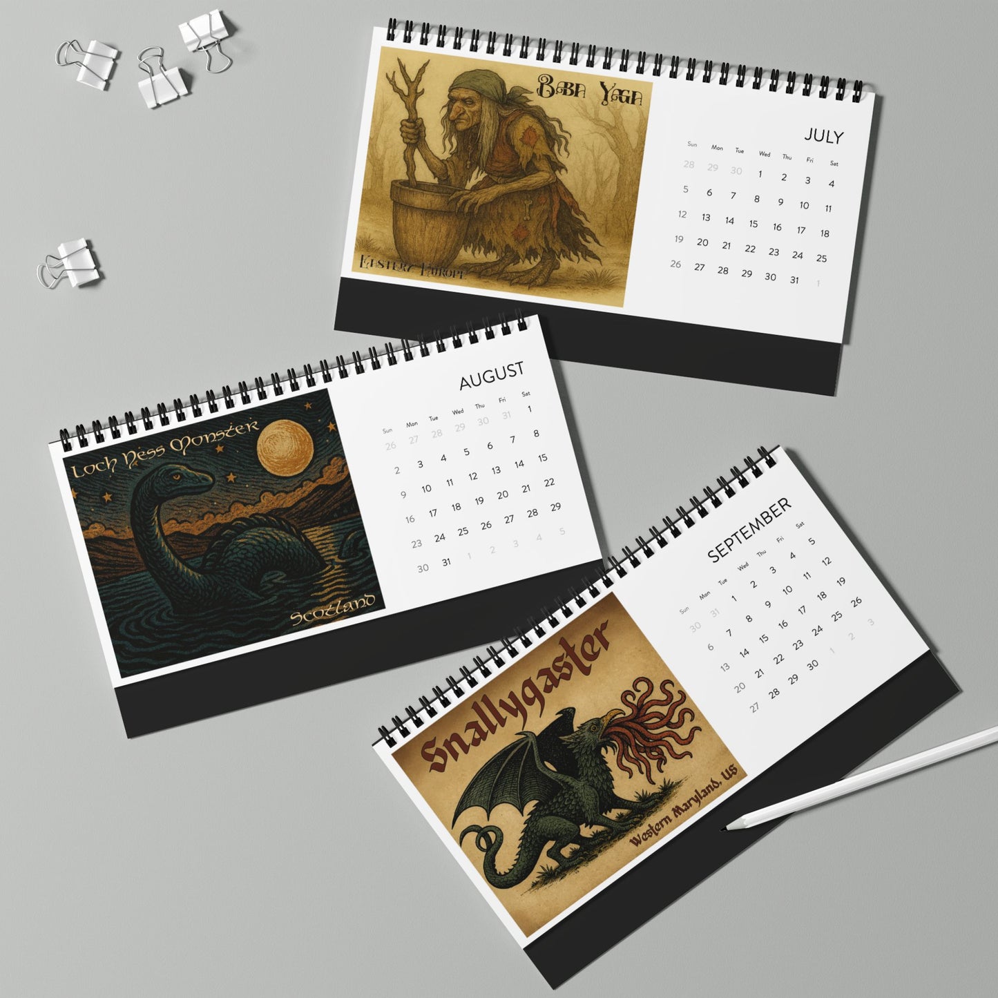 Creepy Cryptids & Freaky Folklore 2026 Desktop Calendar