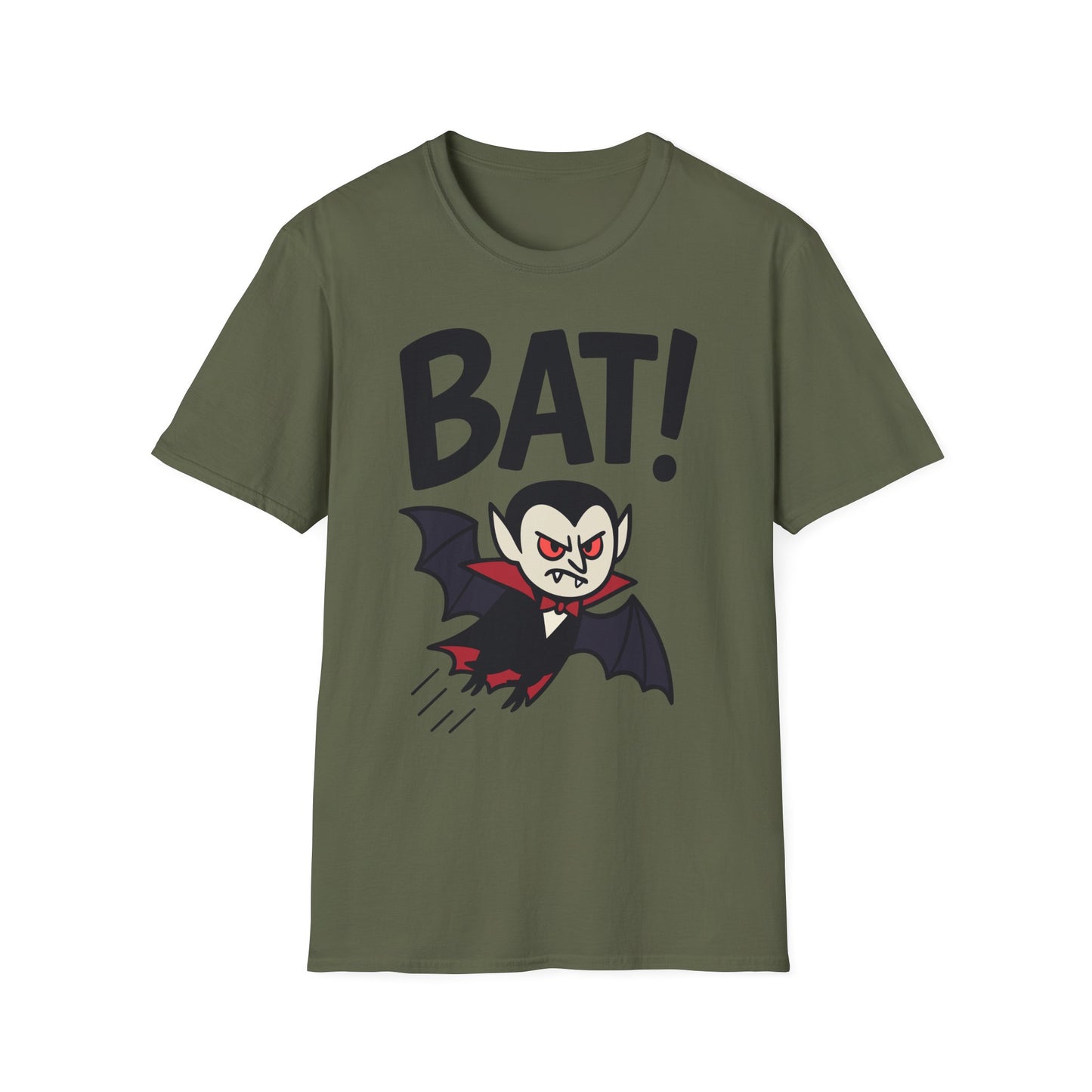 BAT! Vampire Transformation Tee - Shadows-Inspired Graphic Parody Unisex Softstyle T-Shirt
