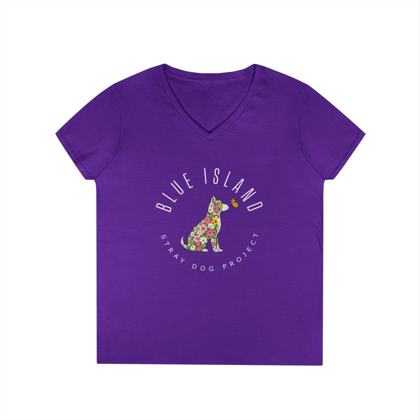 Blue Island Stray Dog Project Spring Design Ladies V‑Neck (Women's Sizes)