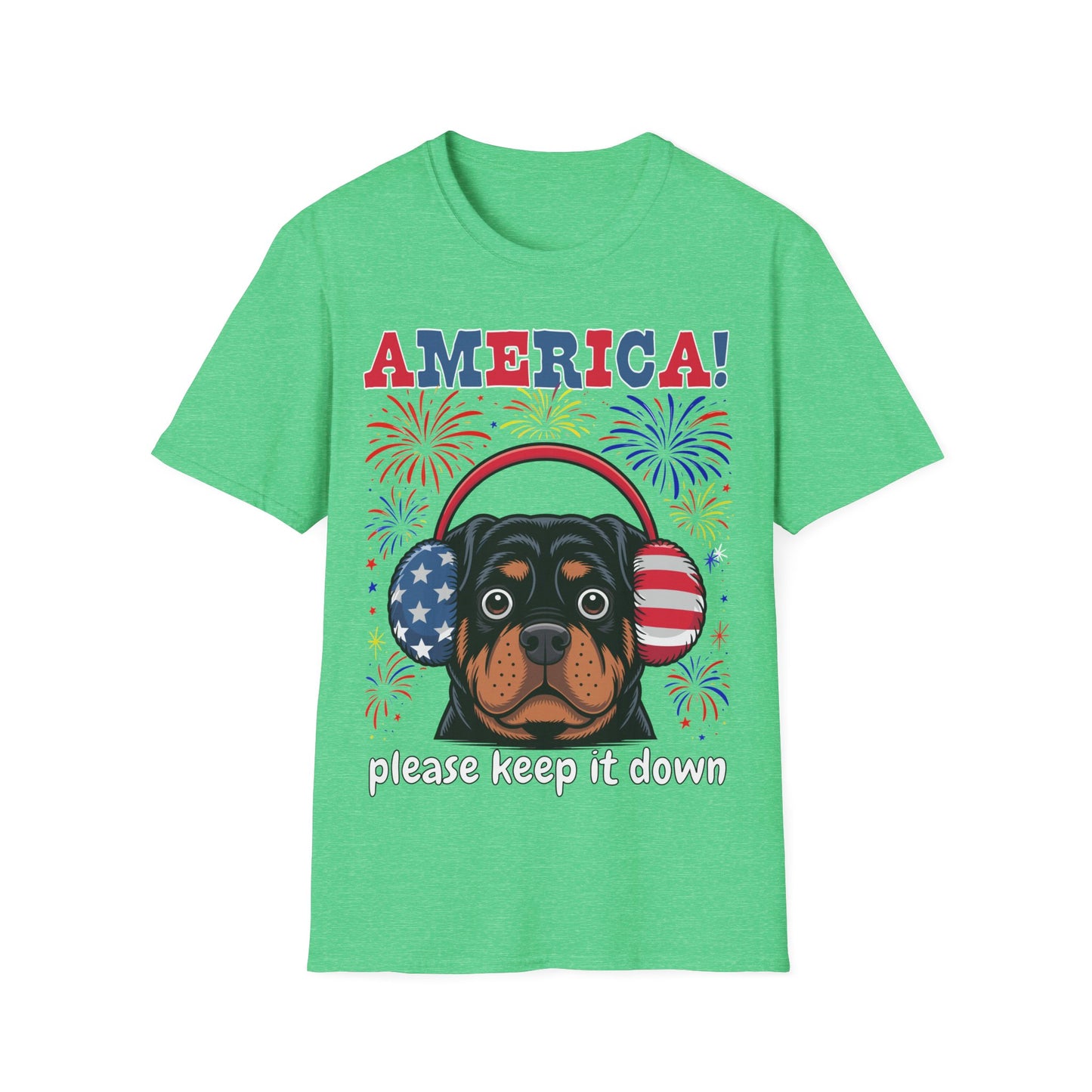 America! Please Keep It Down Dog Shirt – Funny 4th of July Fireworks Anxiety Unisex T-Shirt