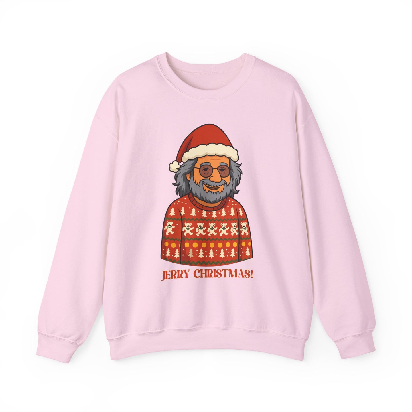 Jerry Garcia Christmas Sweatshirt – “Jerry Christmas” Ugly Sweater with Dancing Skeletons, Funny Grateful Dead Holiday Unisex Pullover Sweatshirt