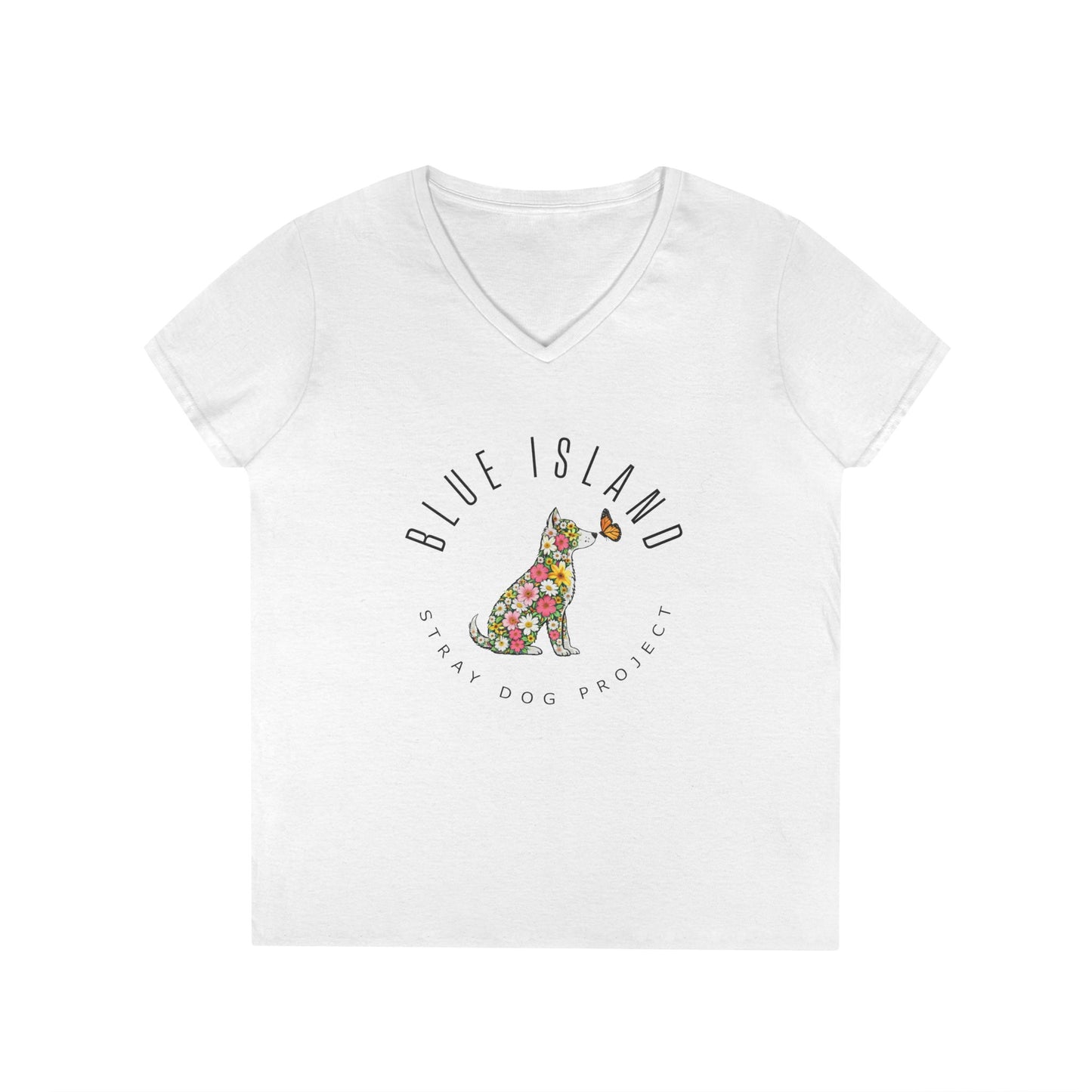 Blue Island Stray Dog Project Spring Design Ladies V‑Neck (Women's Sizes)
