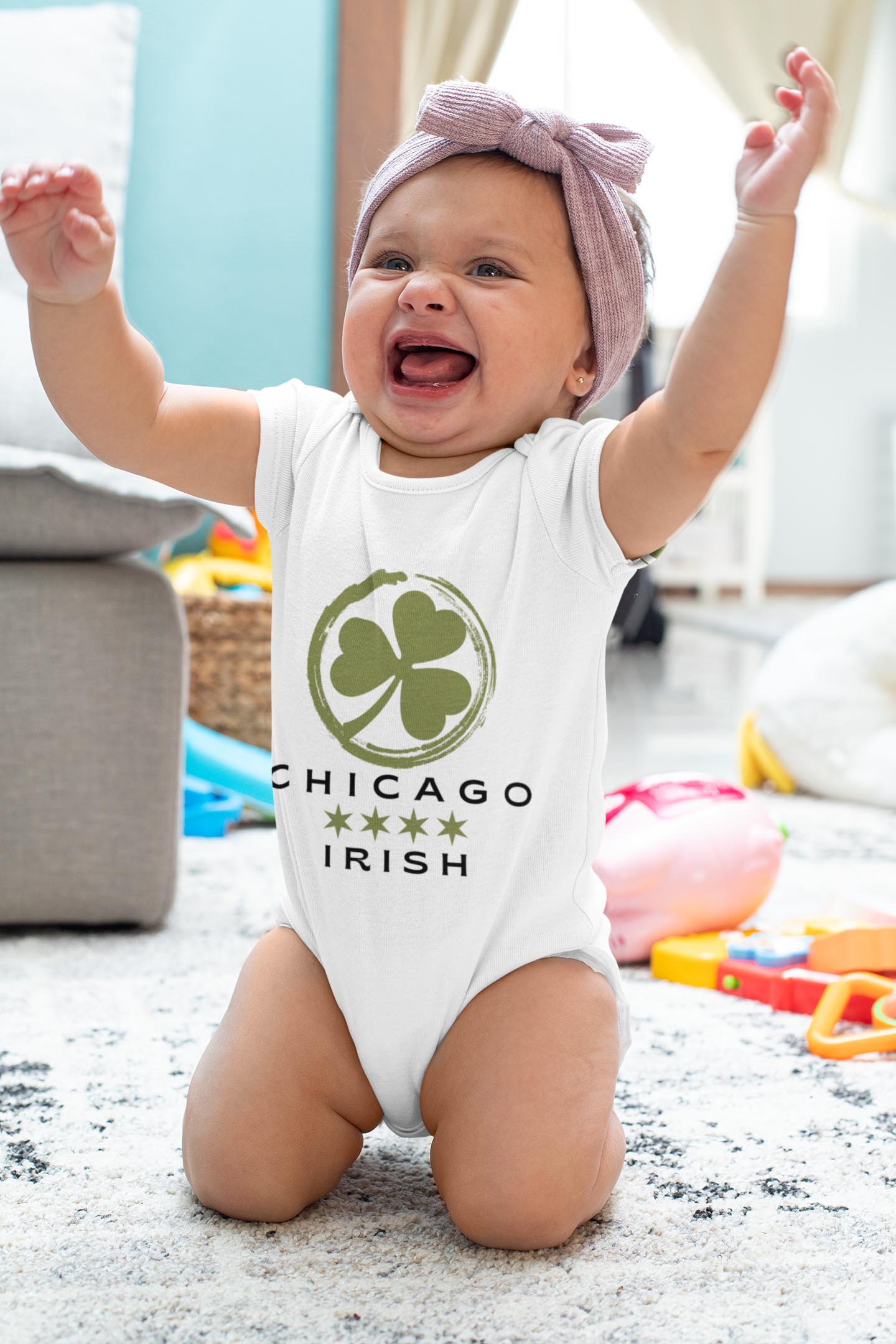 Chicago Irish Baby with Shamrock - Onesies® Brand White Short-Sleeve Bodysuit