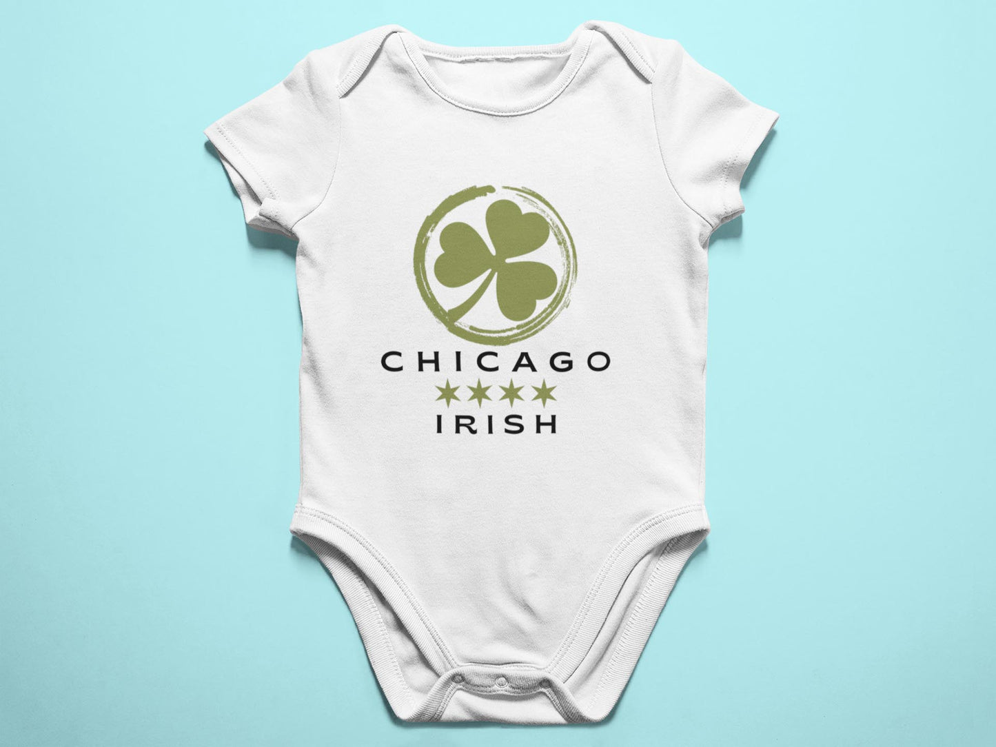 Chicago Irish Baby with Shamrock - Onesies® Brand White Short-Sleeve Bodysuit