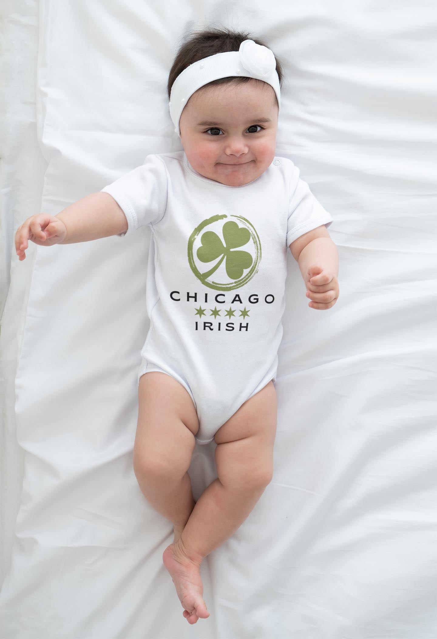 Chicago Irish Baby with Shamrock - Onesies® Brand White Short-Sleeve Bodysuit