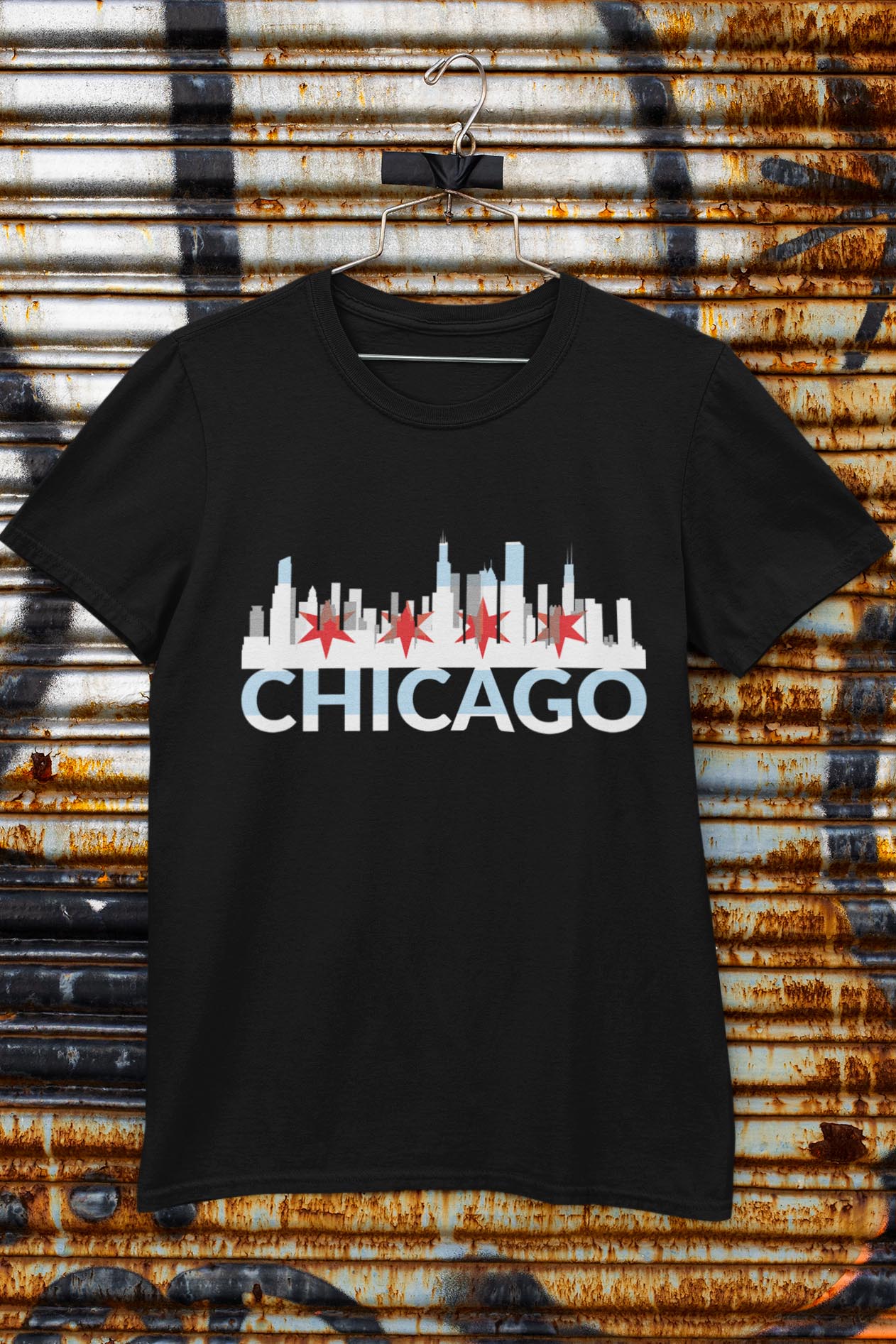 Chicago Skyline with Stars T-Shirt